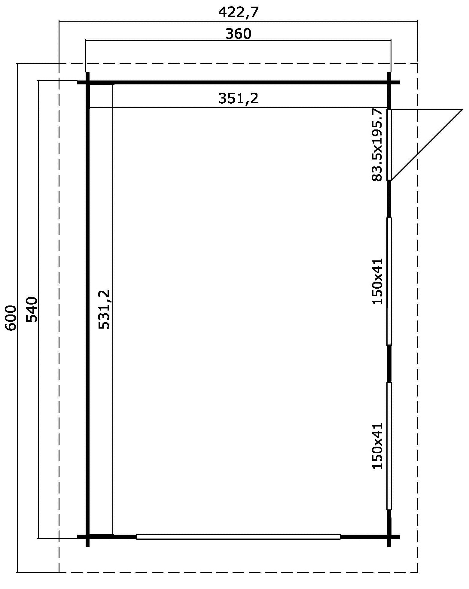 Nordic Holz Garage »CANBERRA« BxT: 423x600 cm, 197 cm Einfahrtshöhe, mit Holztor