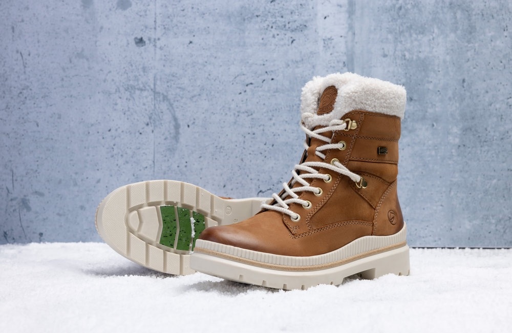Remonte Winterboots, Blockabsatz, Schnürstiefelette, Outdoorschuh mit Teddyfutter-Besatz