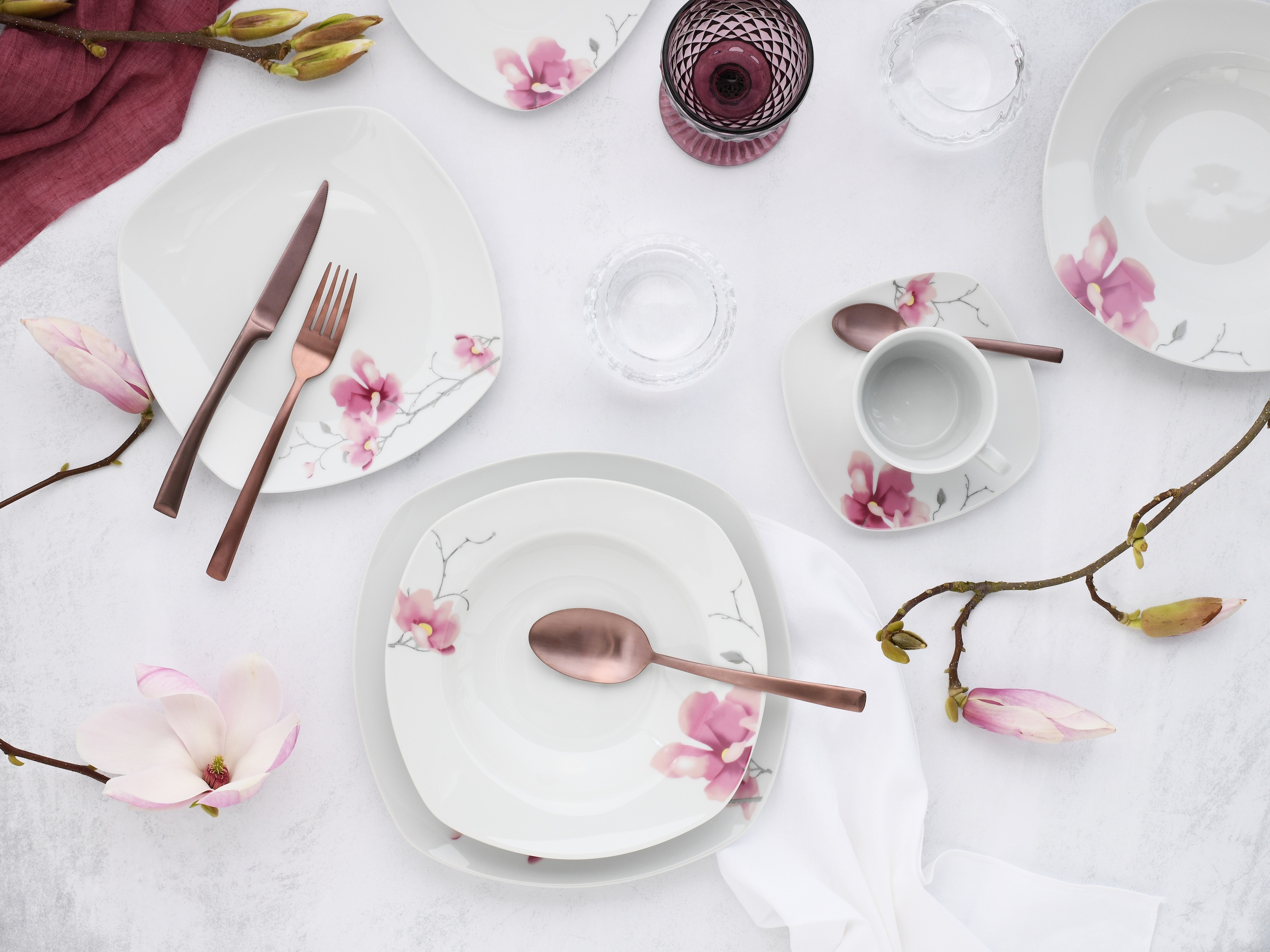 CreaTable Kombiservice »Amelie Aiko, Kombi-Service 30-tlg« Blumendekor