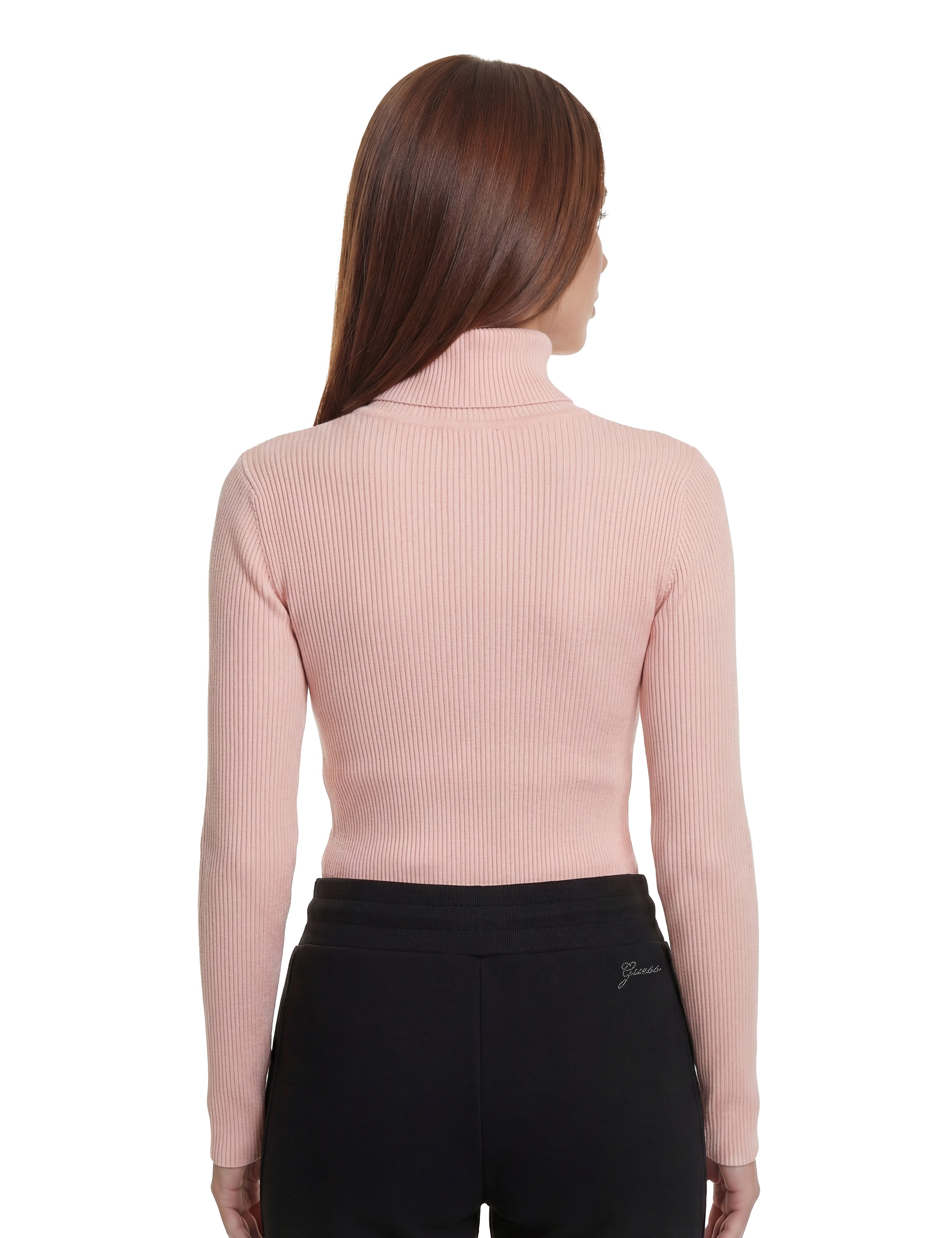 Guess Rollkragenpullover »LS TN ELLIE SWTR« in gerippter Struktur, Knopf-Details