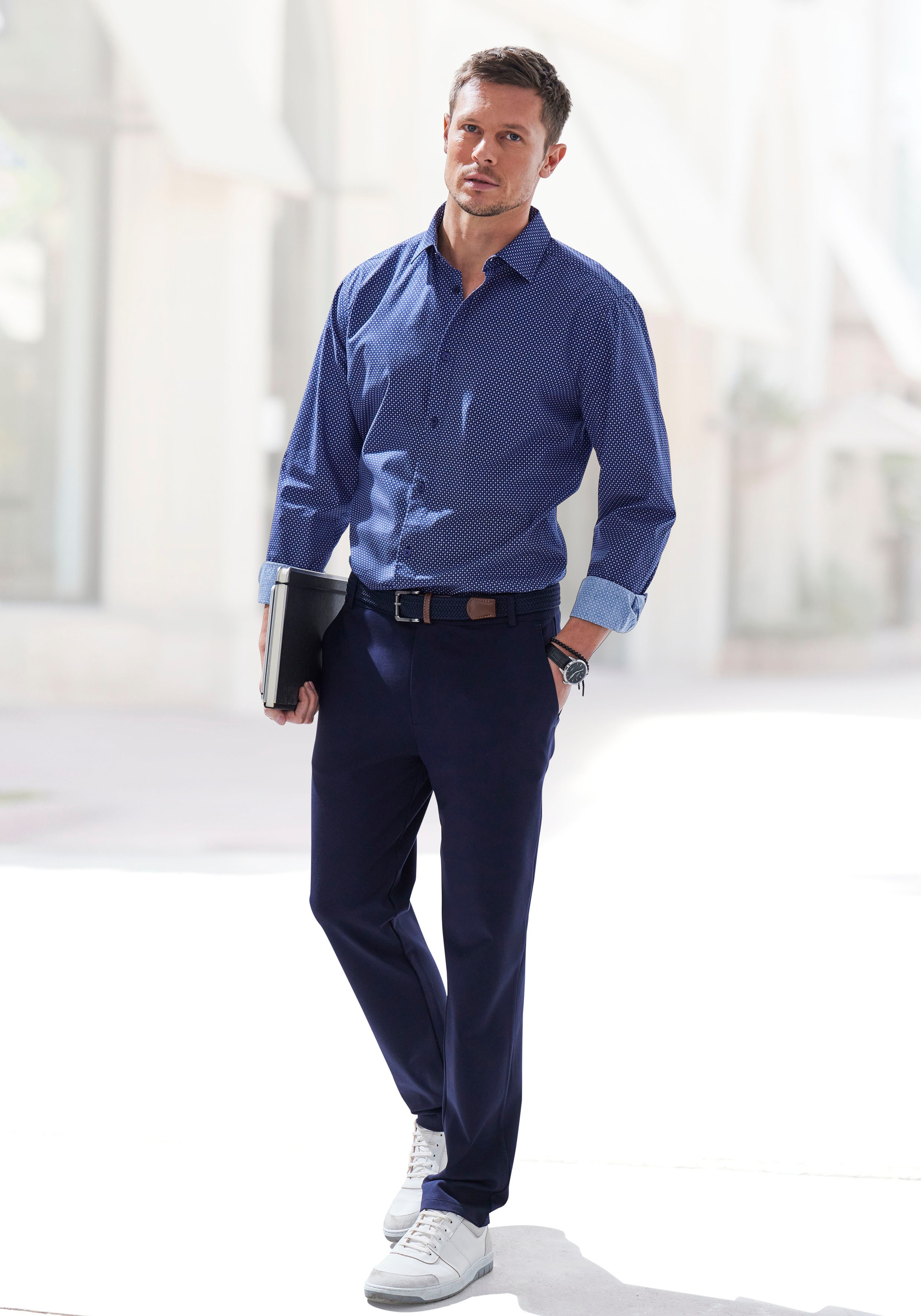 H.I.S Langarmhemd »Regular fit«, mit Haifischkragen und allover Print aus reiner Baumwolle