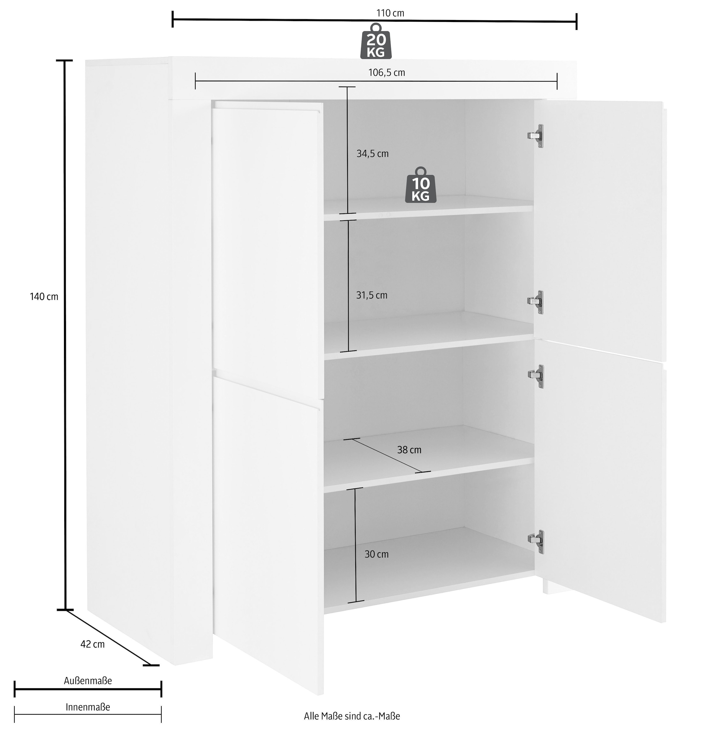 Home affaire Highboard »Firenze« Breite 110 cm