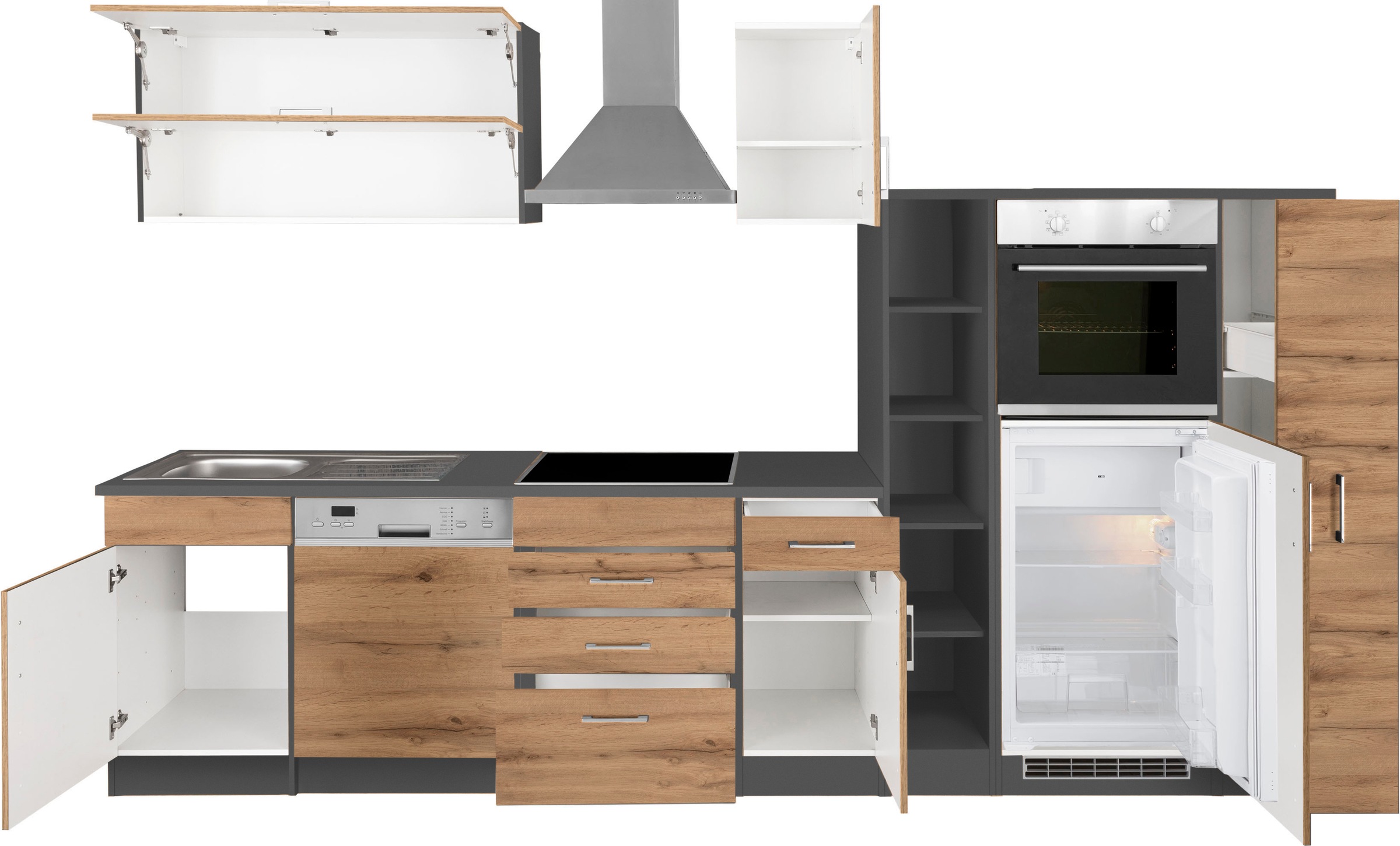 KOCHSTATION Küchenzeile »KS-Colmar« mit E-Geräten, Breite 330 cm