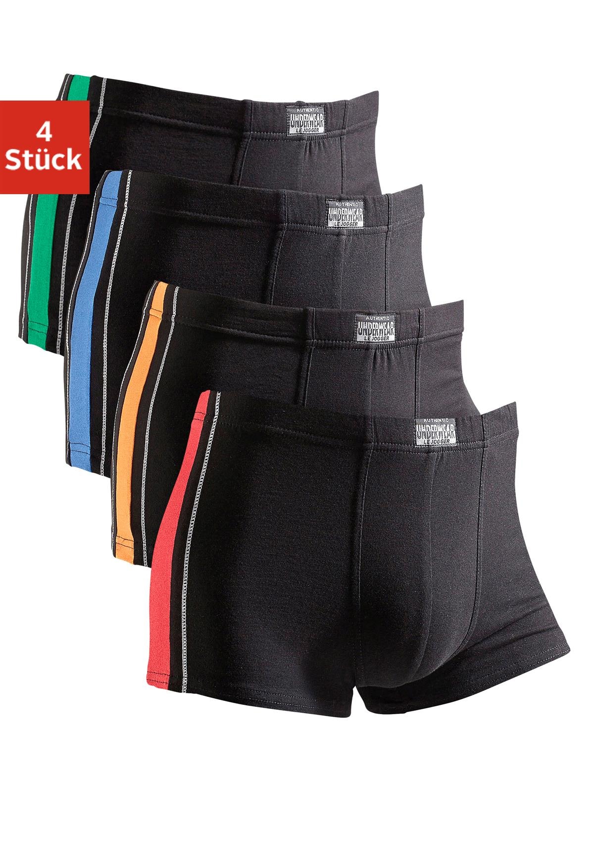 AUTHENTIC UNDERWEAR Boxer, (Packung, 4 seitlich ♕ St.), bei kontrastfarbigen mit Streifen