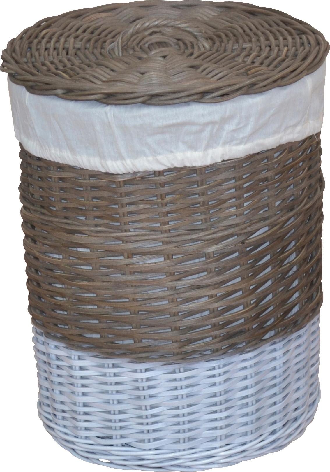 Home affaire Wäschekorb »aus Rattan, Höhe ca. 51 cm + 60 cm«, (Set, 2 St.), handgeflochten, mit abnehmbarem Deckel