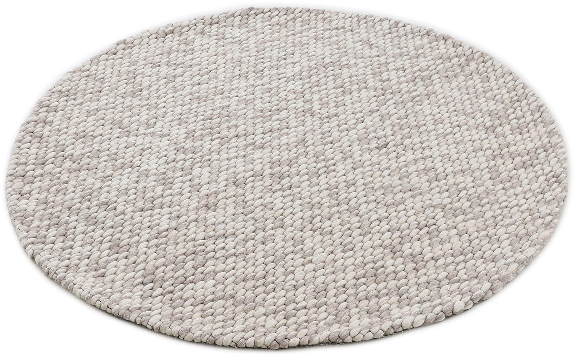 carpetfine Wollteppich »Sina«, rund, 14 mm Höhe, grobe Struktur, Zeitloses Design, reine Wolle, Wohnzimmer