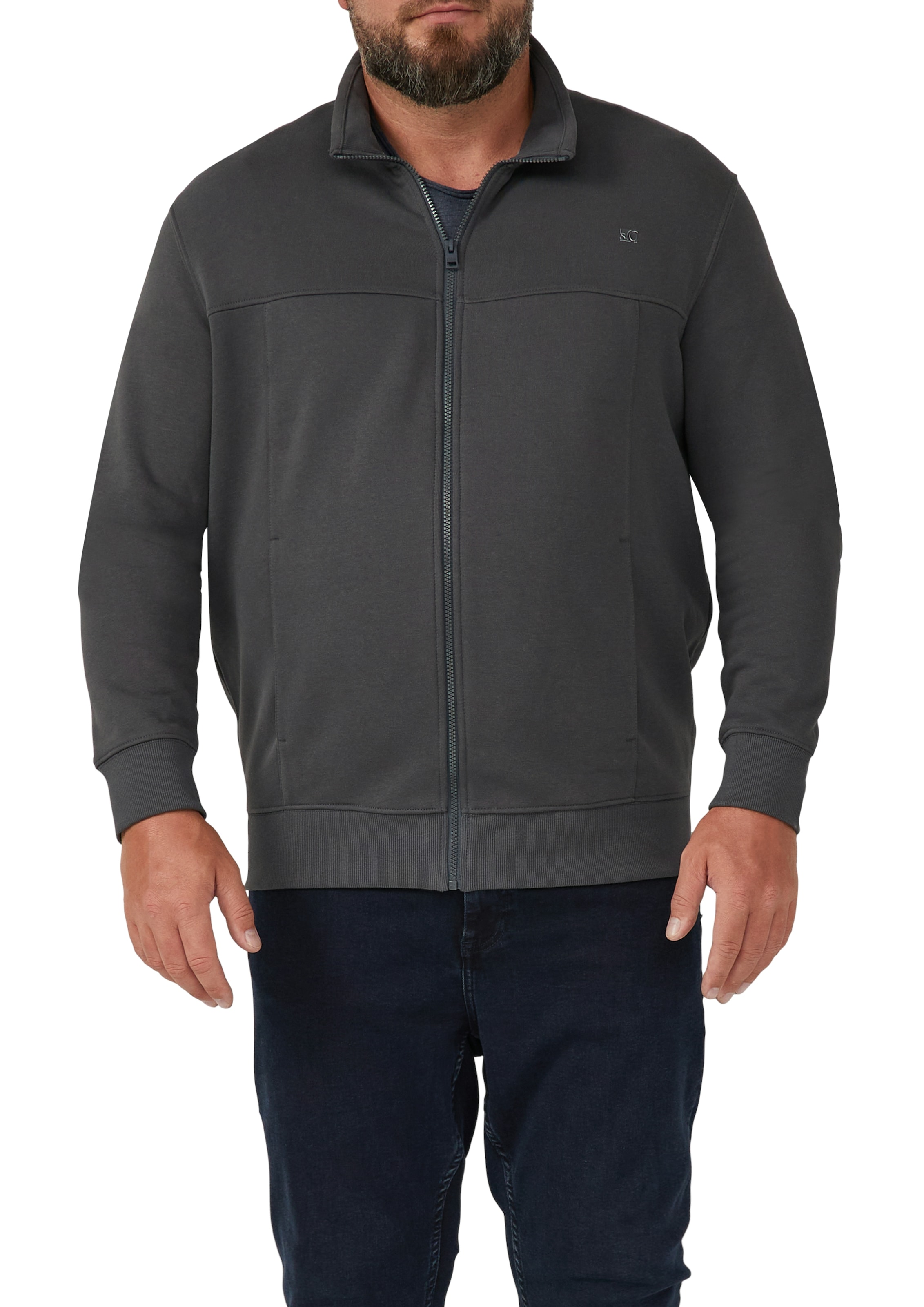 s.Oliver Men Big Sizes Sweatjacke mit Reißverschluss und Stehkragen