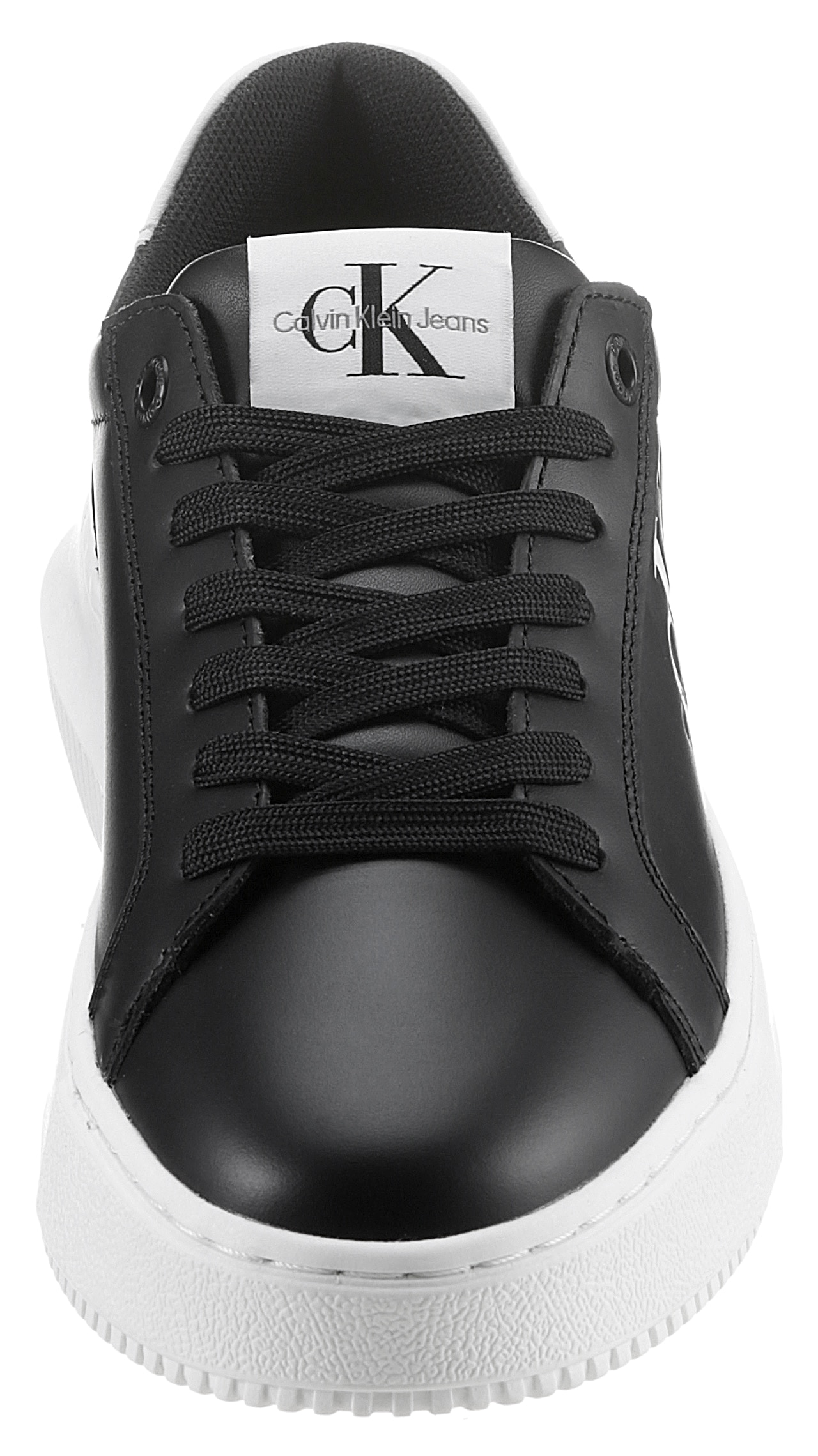 Calvin Klein Jeans Plateausneaker »CHUNKY CUPSOLE MONO LTH WN«, Freizeitschuh, Halbschuh, Schnürschuh mit CK-Schriftzug an der Seite