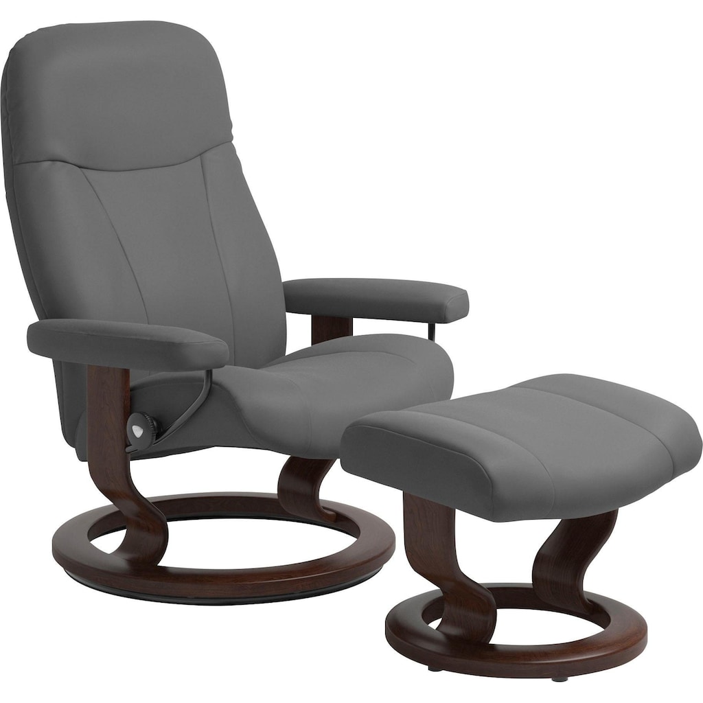 Stressless® Relaxsessel »Garda«, (Set, Relaxsessel mit Hocker), mit Hocker, mit Classic Base, Größe M, Gestell Braun