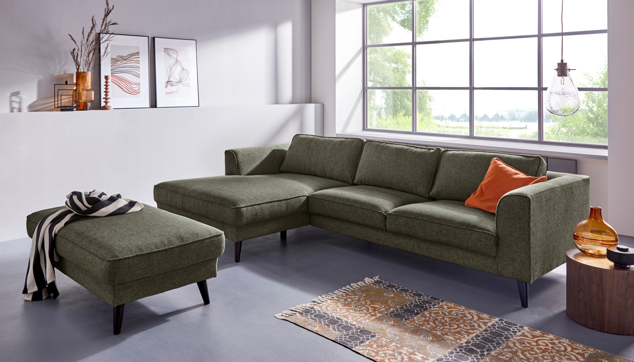 INOSIGN Ecksofa »Lumber Jack, elegant und bequem, Breite 280, hoher Fuß, L-Form«, in moderner Optik