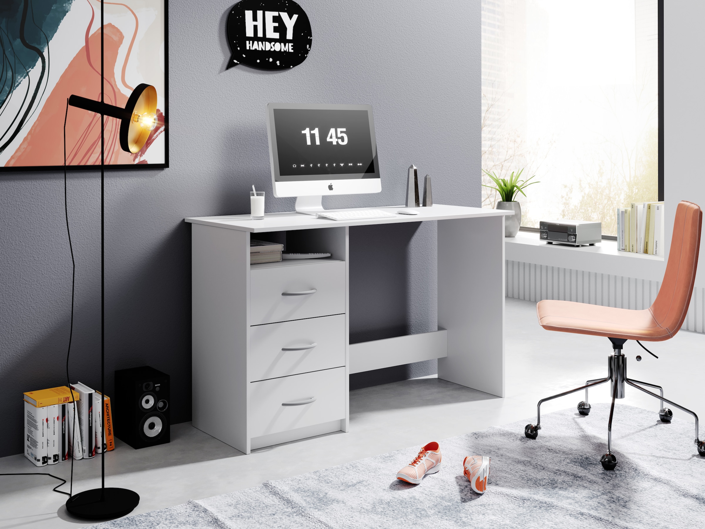 BEGA OFFICE Schreibtisch »Adria, Computertisch,« Schubkästen rechts oder links montierbar, Breite 123 cm