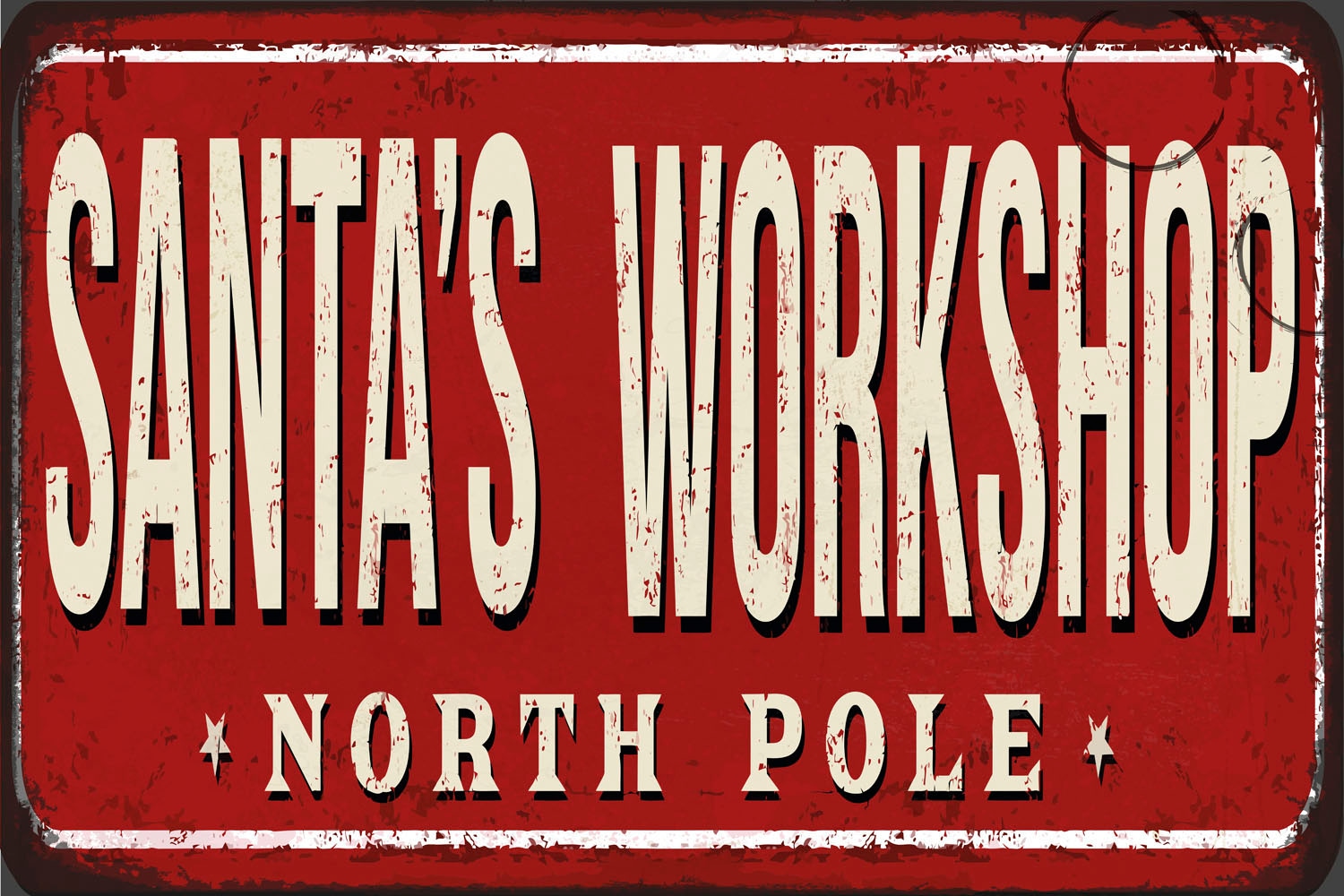 queence Metallbild »Santa's Workshop«, Schriftzüge-Schriftzug-Weihnachten, (1 St.), Stahlschilder
