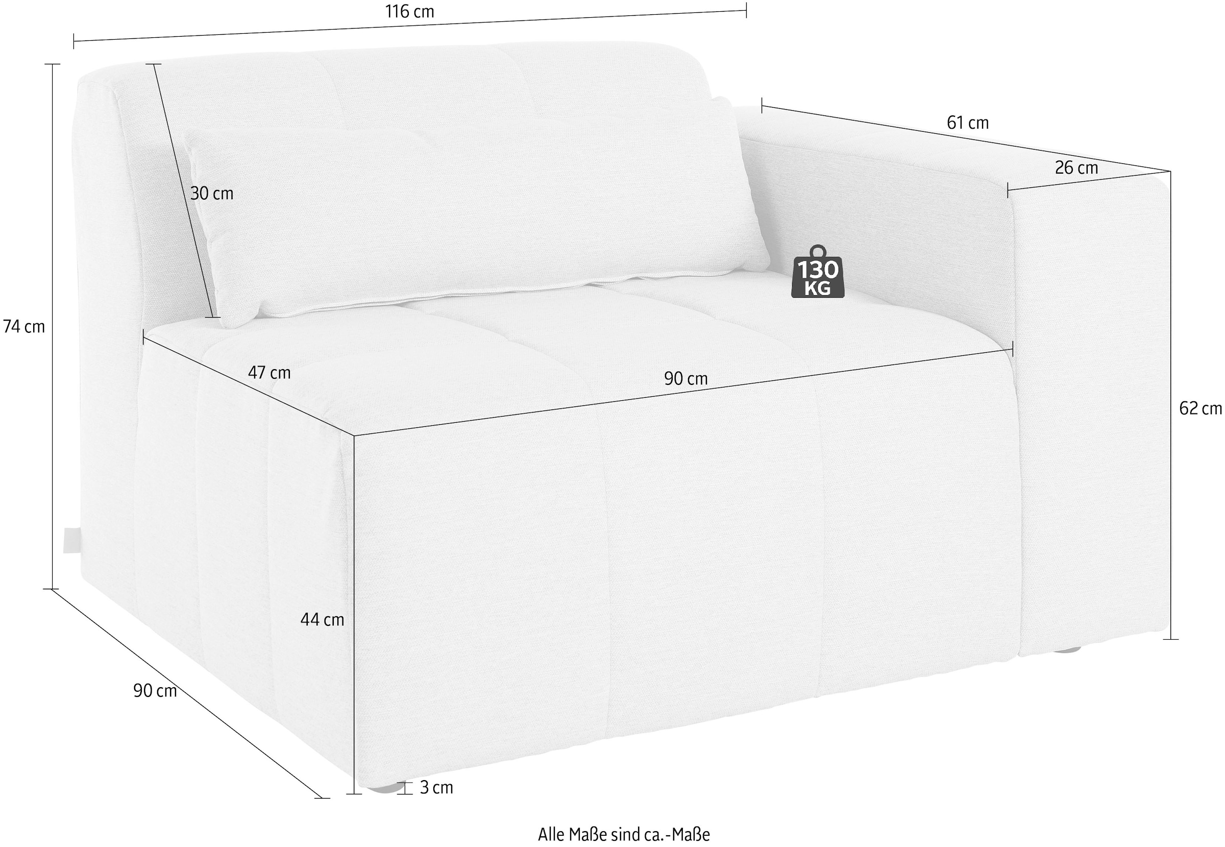 LeGer Home by Lena Gercke Sofaelement »Maileen«, Modul Sessel mit Armlehne, verknüpfbar mit anderen Modulen der Serie