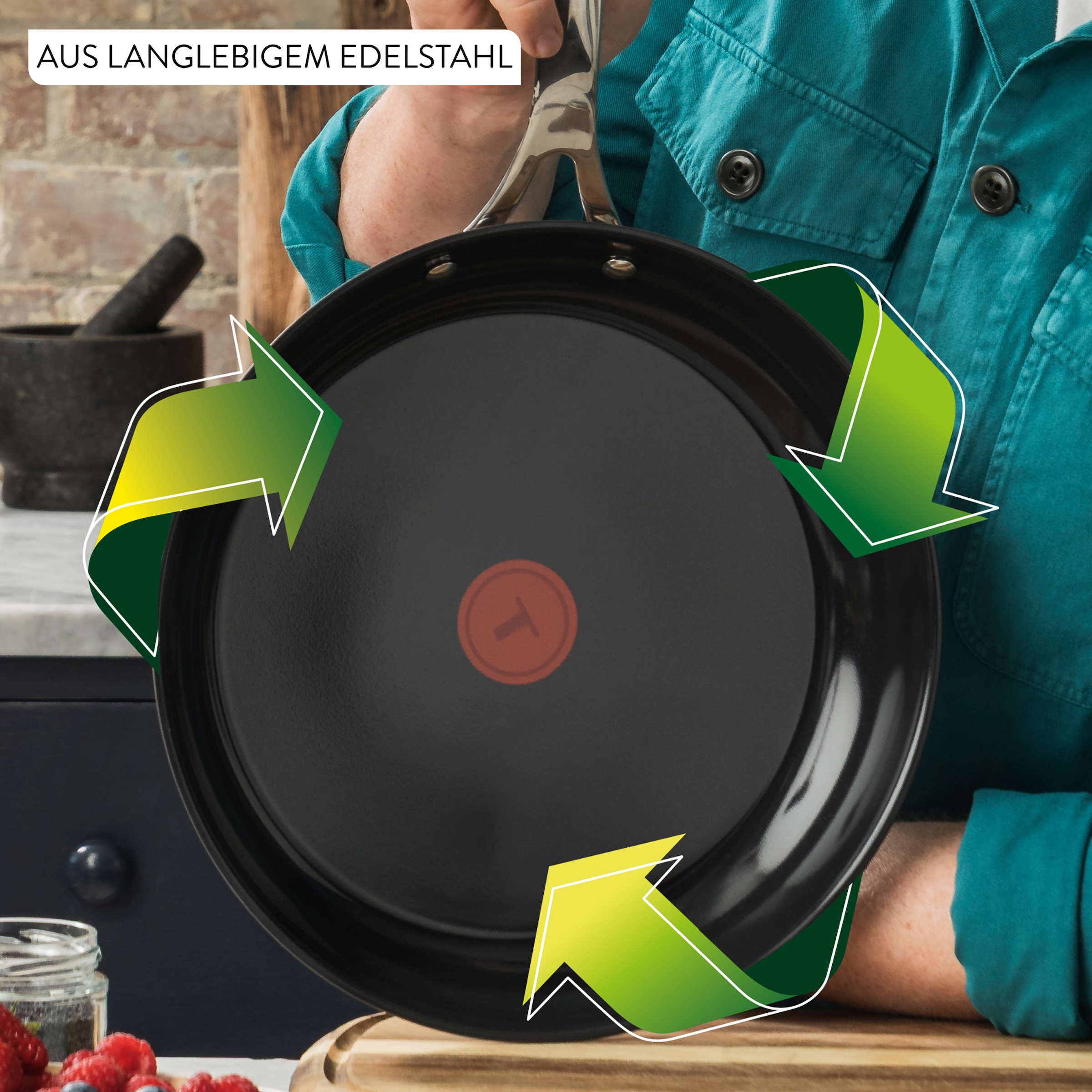 Tefal Pfannen-Set »Jamie Oliver Smart Cook« Edelstahl Set, 2 tlg. Keramikbeschichtung, Thermo-Signal, induktionsgeeignet, Edelstahlgriff