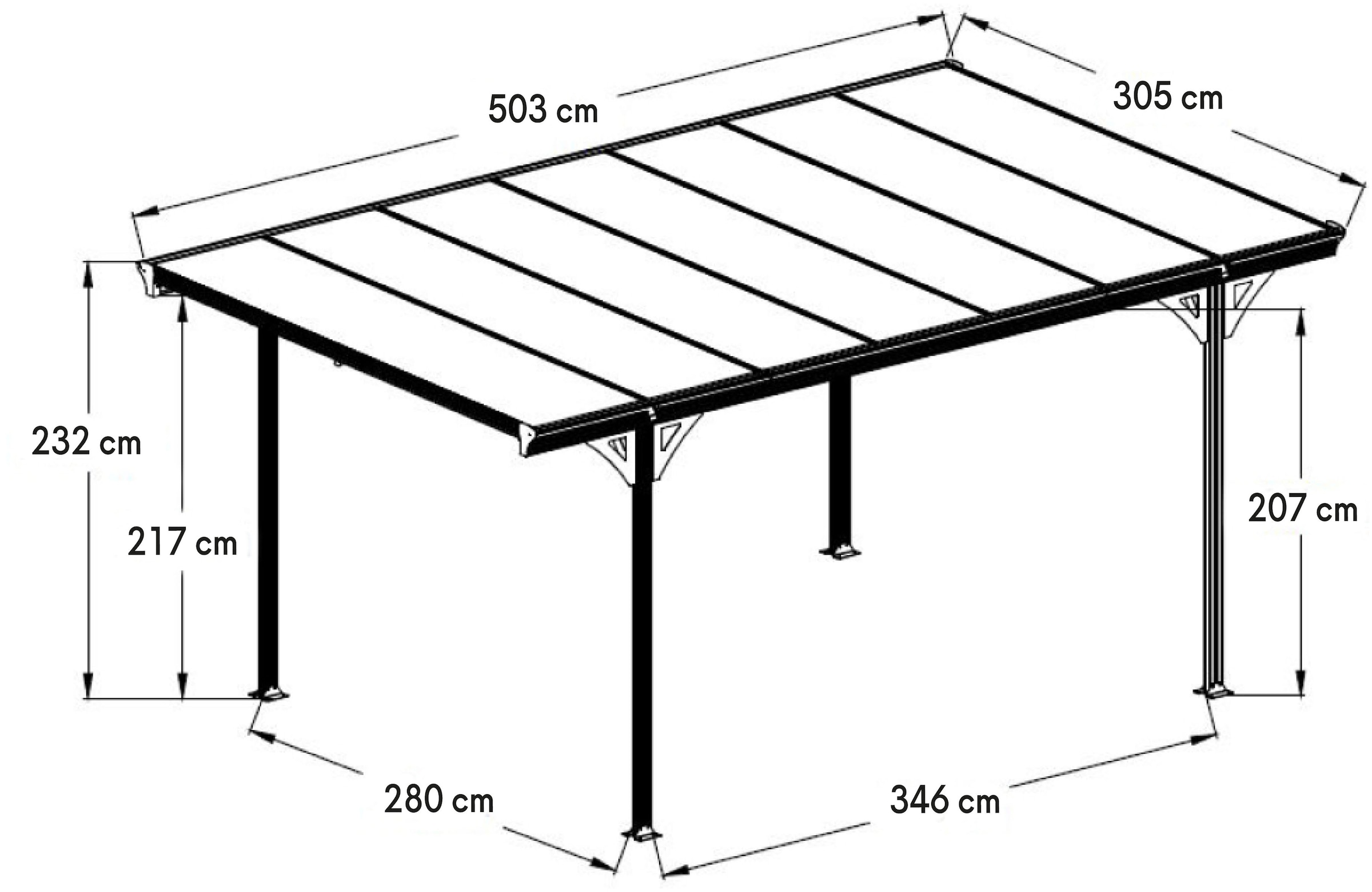 WESTMANN Einzelcarport »Flachdach«, Aluminium, 280 cm, Anthrazit, aus Aluminium, anthrazit