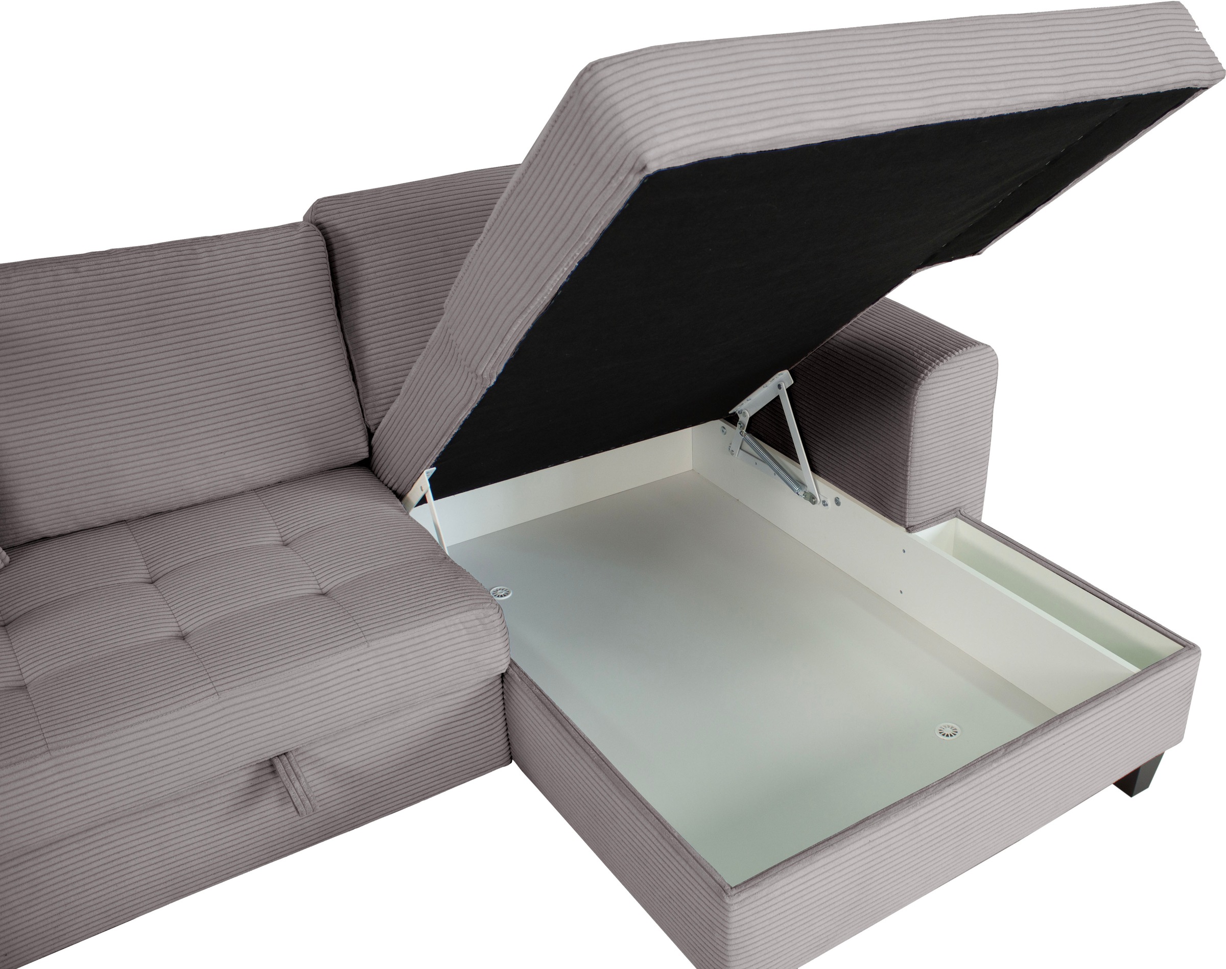 Trends by HG Ecksofa »Moritz, L-Form« inkl. Bettfunktion und Bettkasten, inkl. 2 Zierkissen