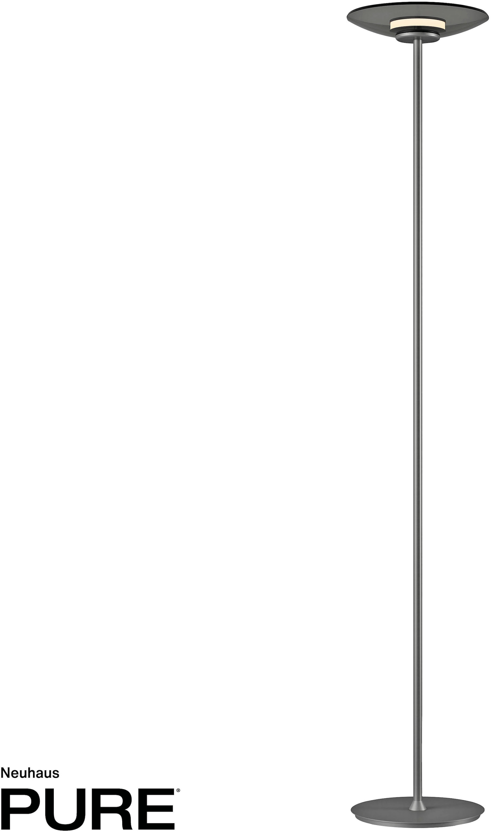 Neuhaus PURE LED Stehlampe »PURE Moon« LED-Board 1 Stk. Warmweiß Stufenloses dimmen per Touchdimmer, Rauchglas