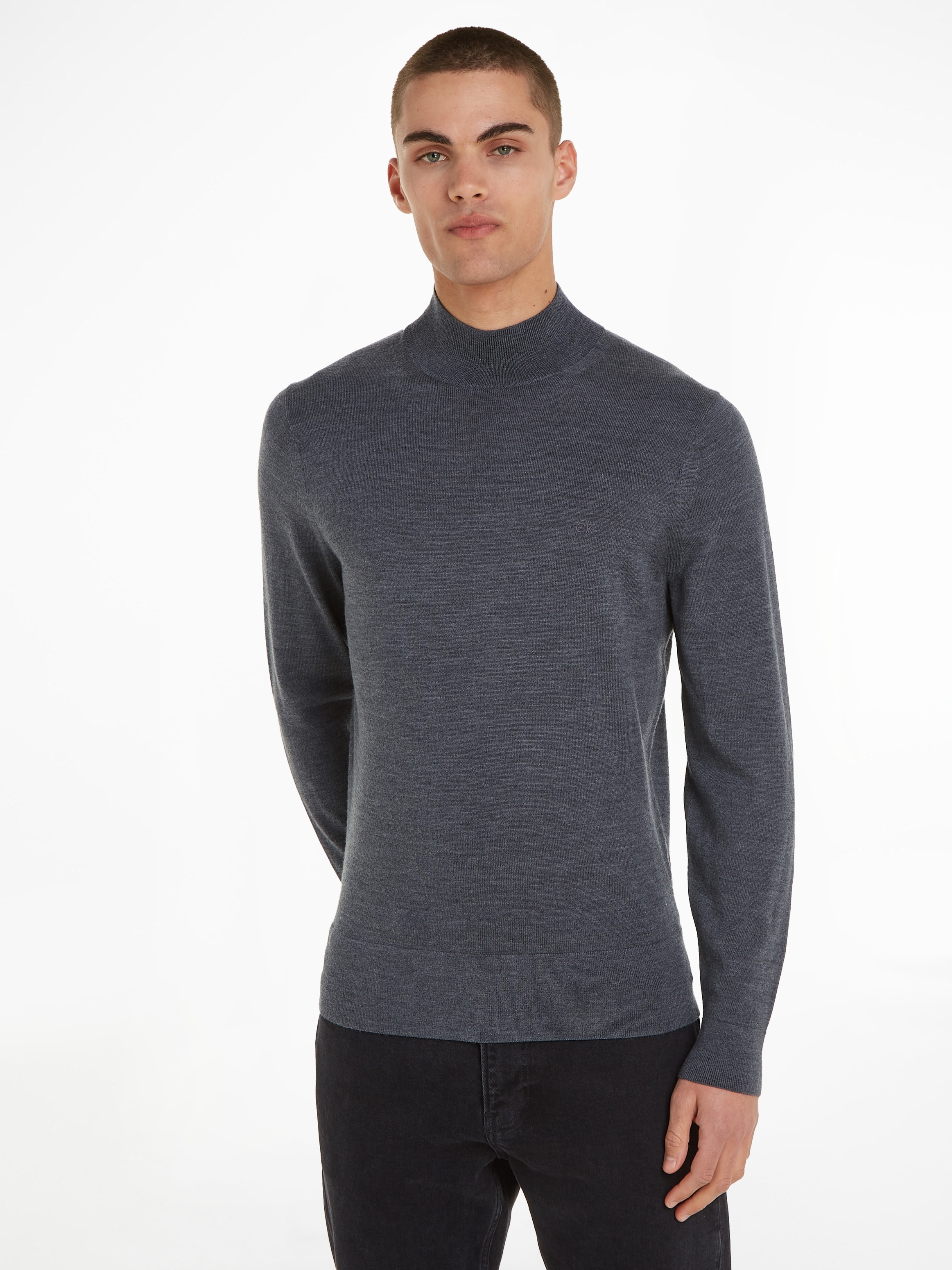 Rollkragenpullover »MERINO MOCK NECK SWEATER«, mit Markenlabel