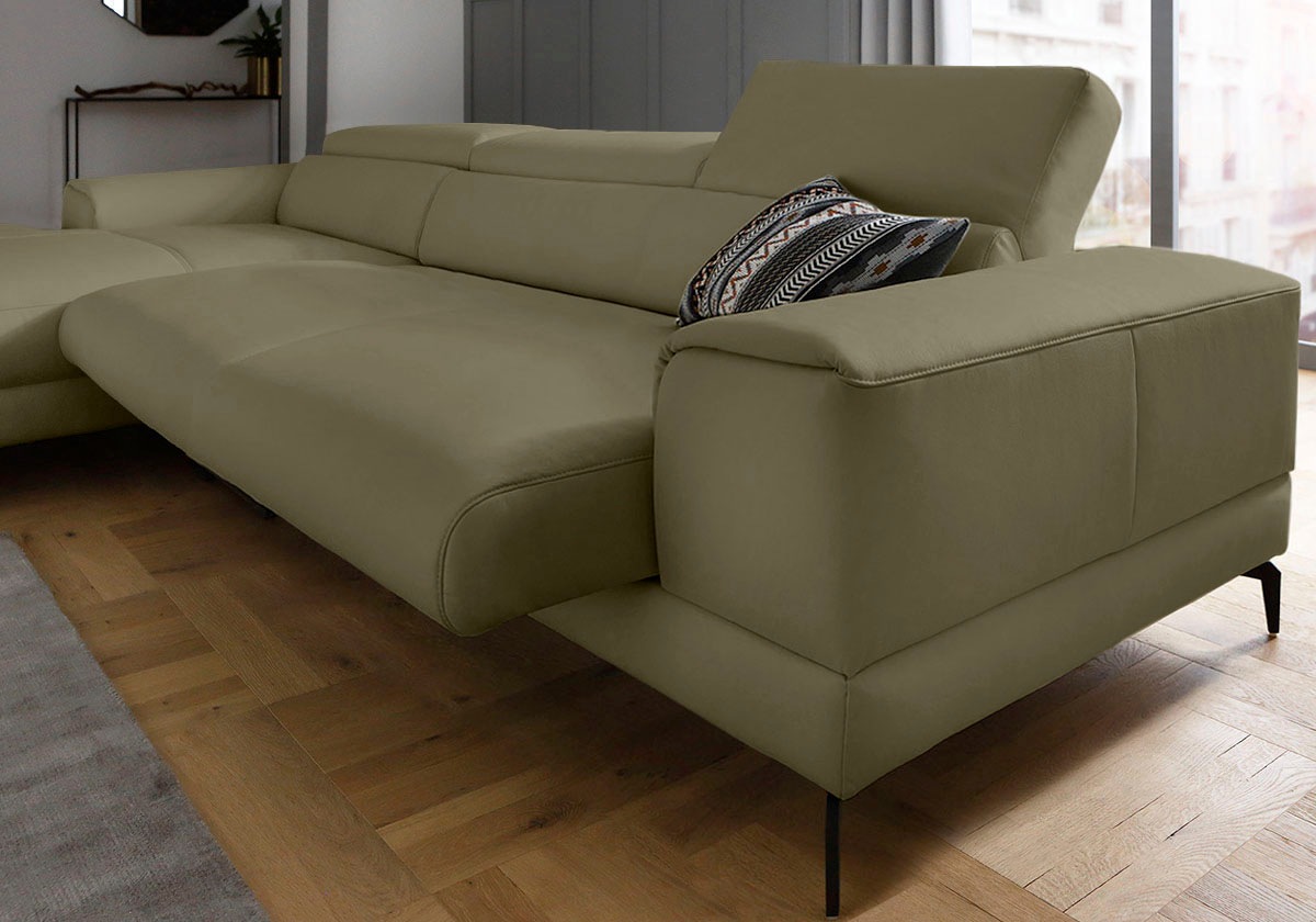 W.SCHILLIG Ecksofa »piedroo, Designsofa mit tollem Sitzkomfort, bequem, L-Form«, Kopfteilverstellung, wahlweise mit Sitztiefenverstellung, Breite 343cm