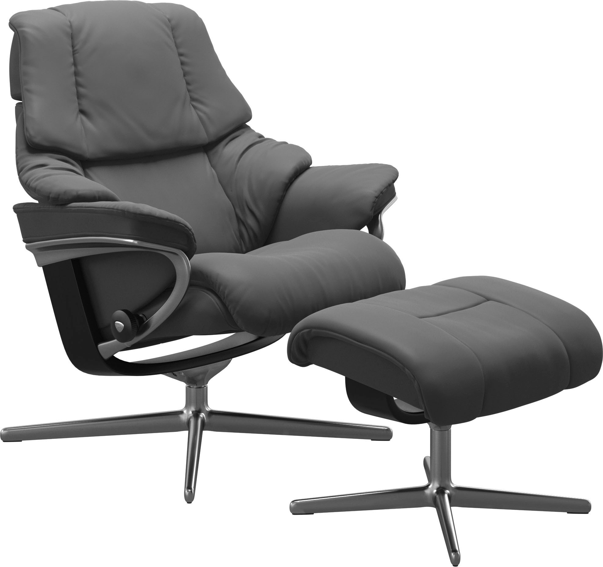 Stressless® Relaxsessel »Reno«, (Set, Relaxsessel mit Hocker), mit Hocker, mit Cross Base, Größe S, M & L, Holzakzent Schwarz