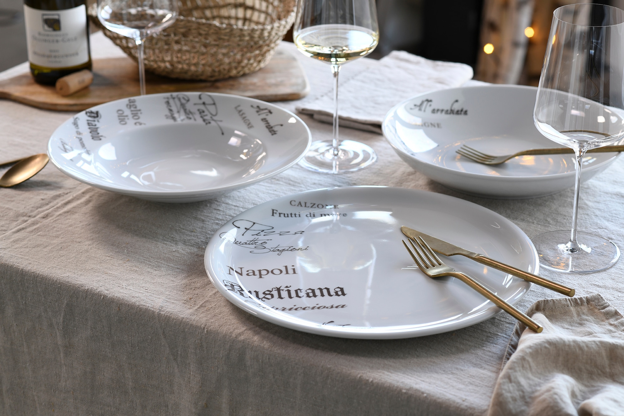 CreaTable Pastateller »Europa Gustoso, Pastateller 27 cm 4-tlg« Teller Set, Vielseitig einsetzbar, Dezente Dekoranlage