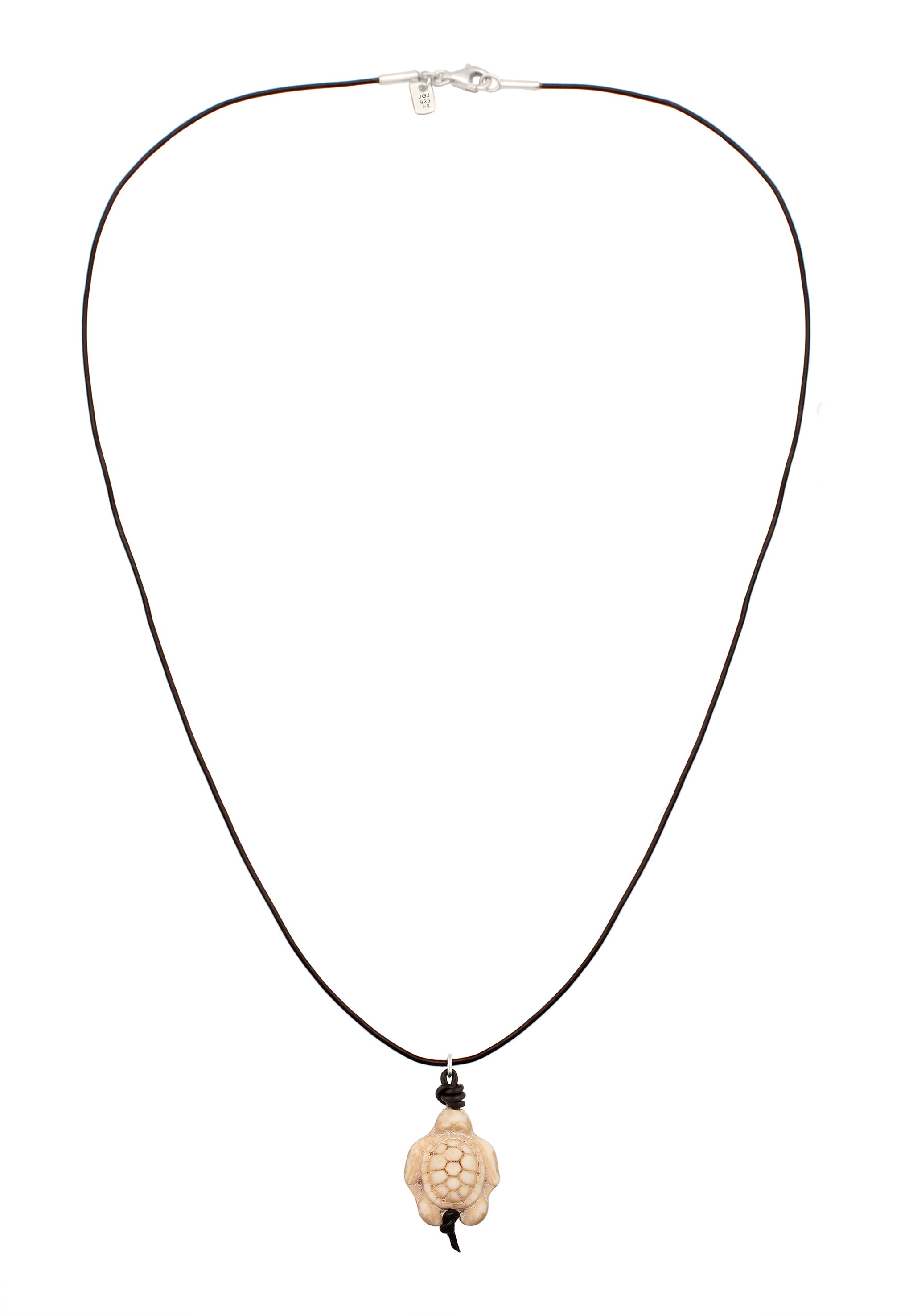 Kuzzoi Silberkette »Halskette Lederkette Schwarz synthetische Howlith Schildkröte 925 Sterling Silber«