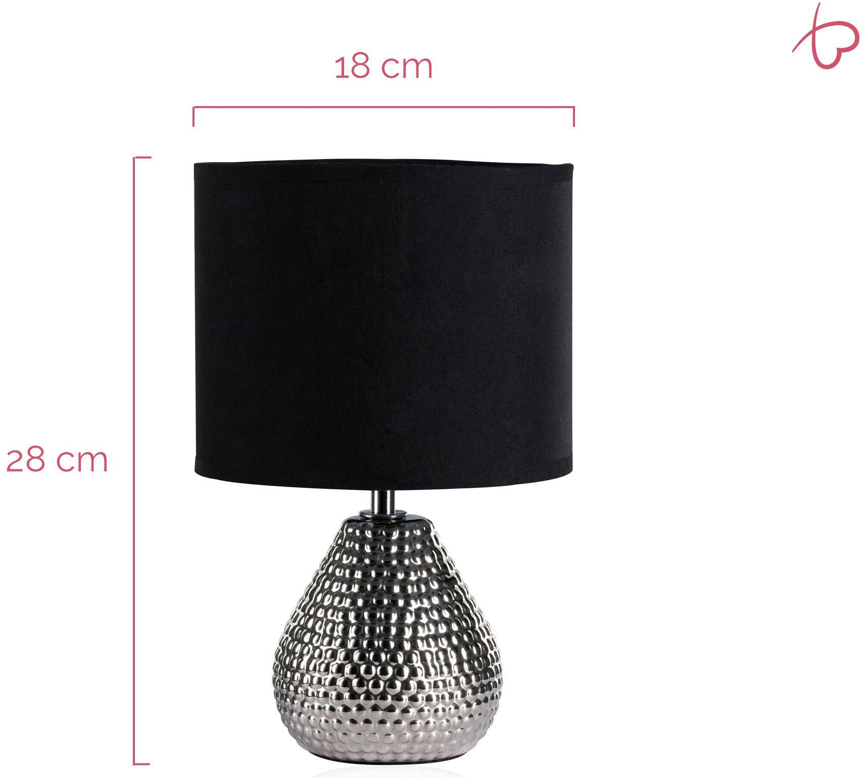 Pauleen Tischleuchte »Sip of silver«, 1 flammig, Leuchtmittel E14 | ohne Leuchtmittel, E14, Stoffschirm, Silber, Schwarz, Keramik