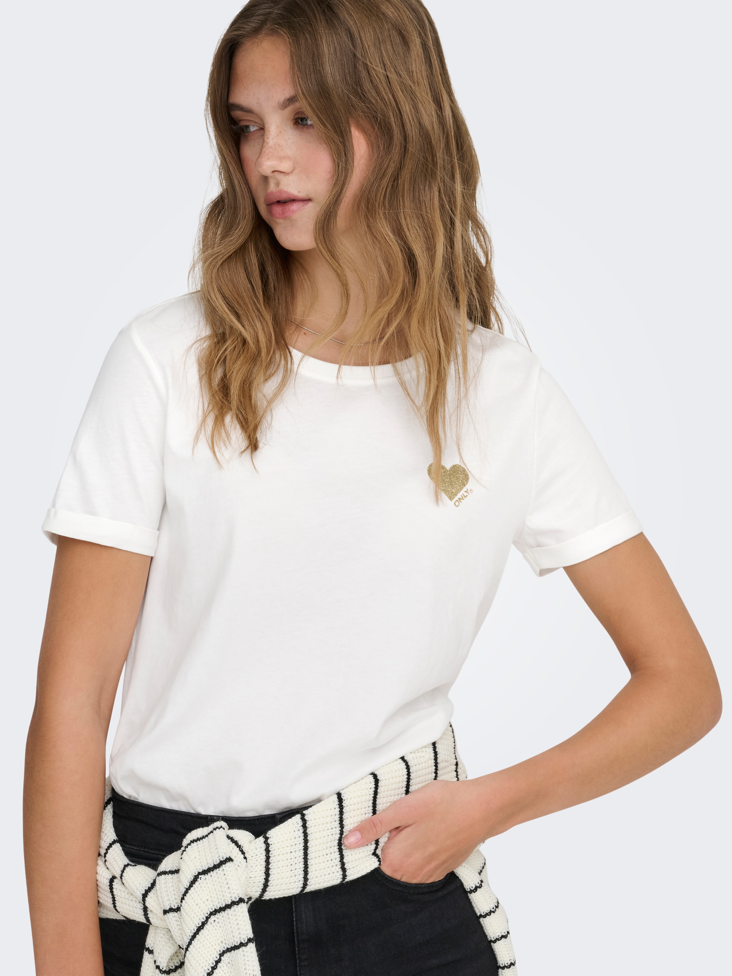 ONLY Kurzarmshirt »ONLKITA LIFE S/S TOP NOOS«, regular fit, casual, Single Jersey, Baumwolle, Rundhals
