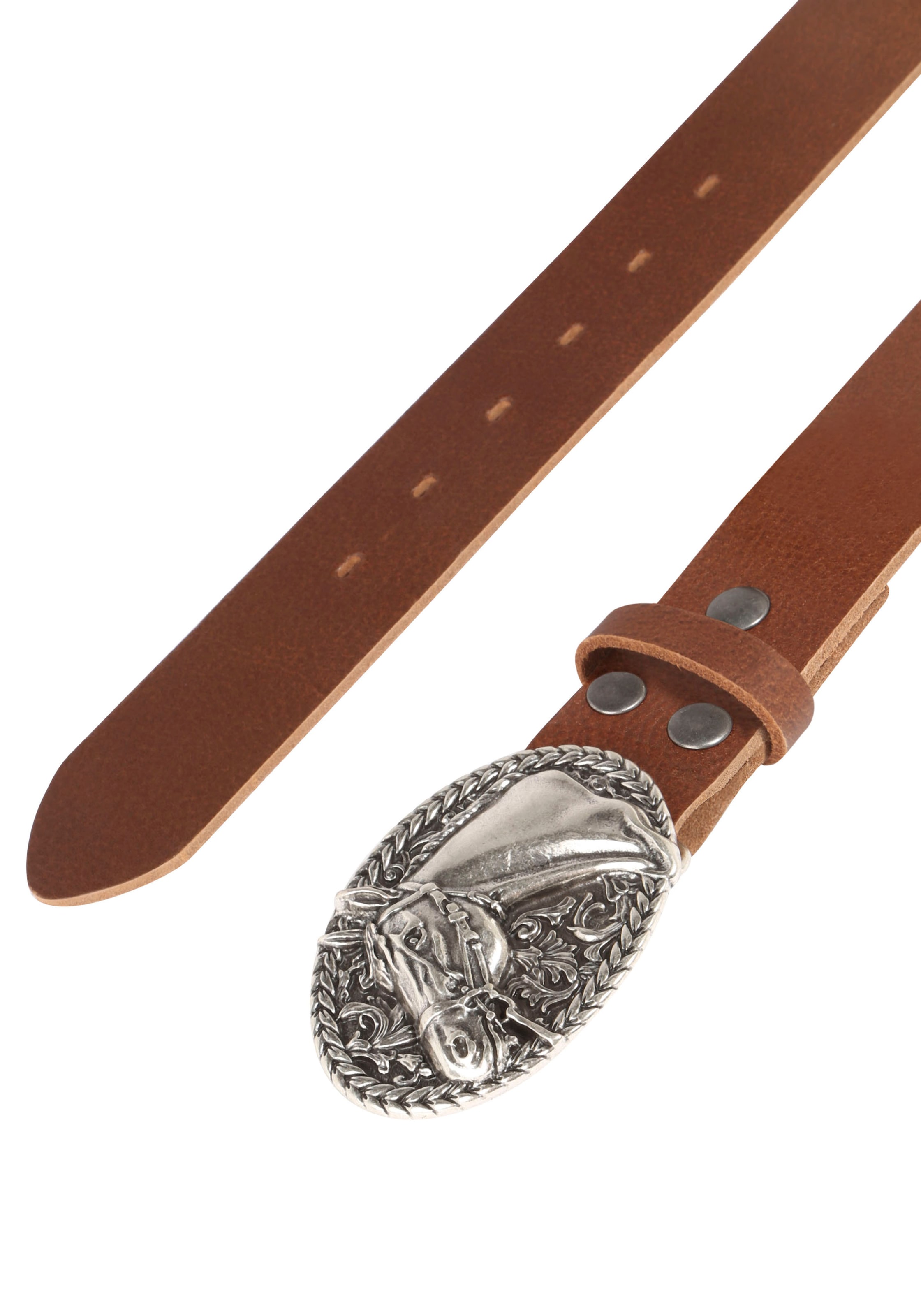 Rettungsring Gürtel Ledergürtel mit austauschbarer Schließe »Pferdekopf Oval«