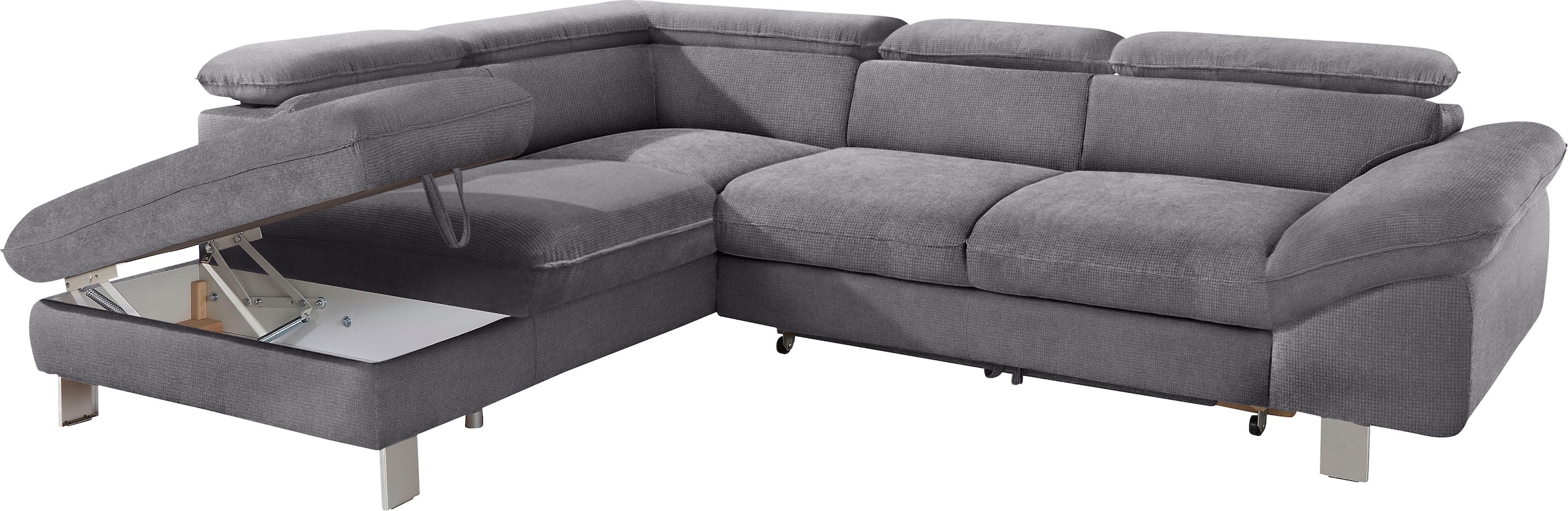 COTTA Polstergarnitur »Driver L-Form«, (Set, 2 tlg.), Set bestehend aus: Ecksofa mit Kopfteilverstellung & Hocker
