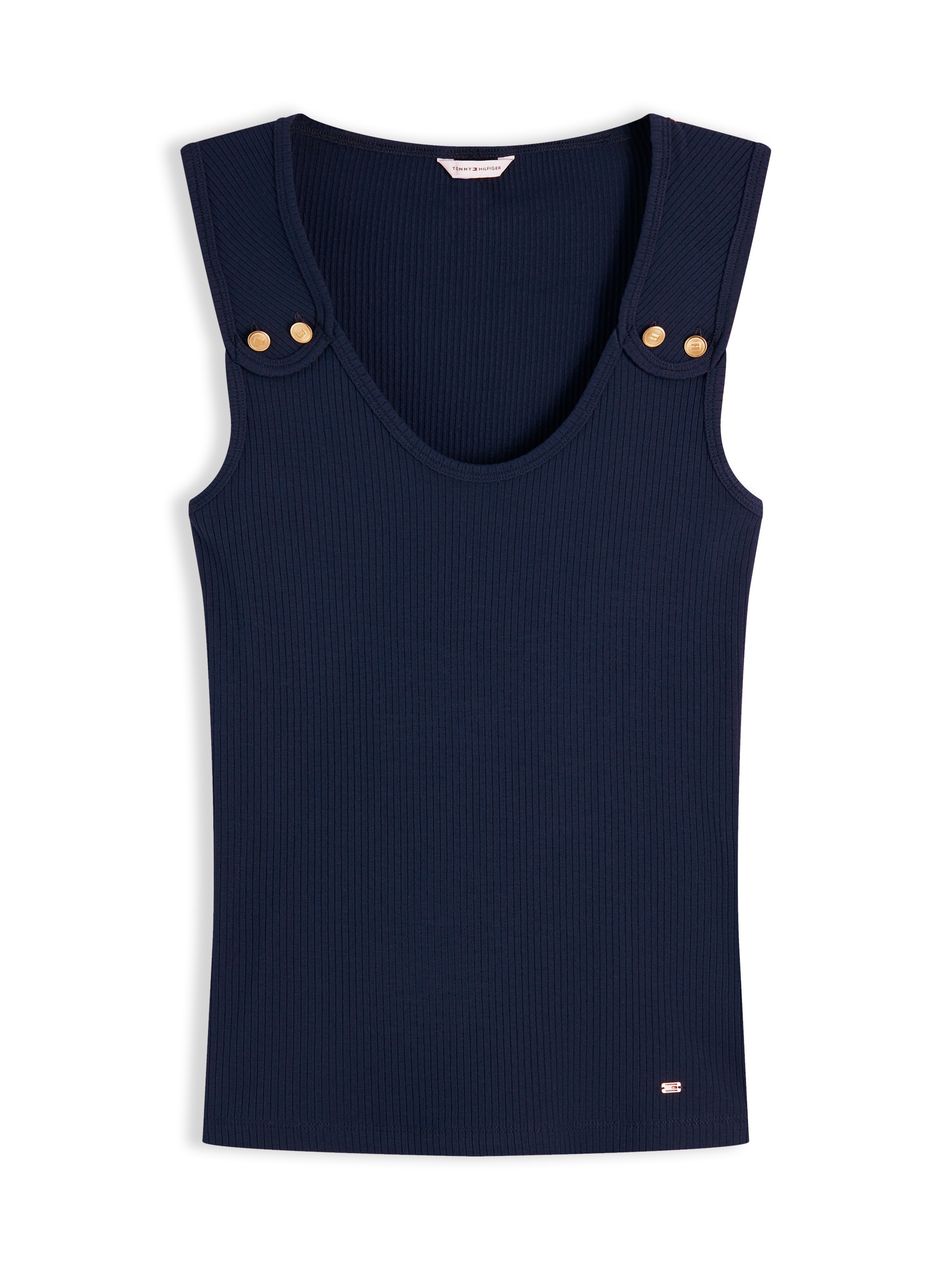 Tommy Hilfiger Tanktop »GOLD BUTTON U-NK TANK« Viskosemischung, goldfarbene Knöpfe