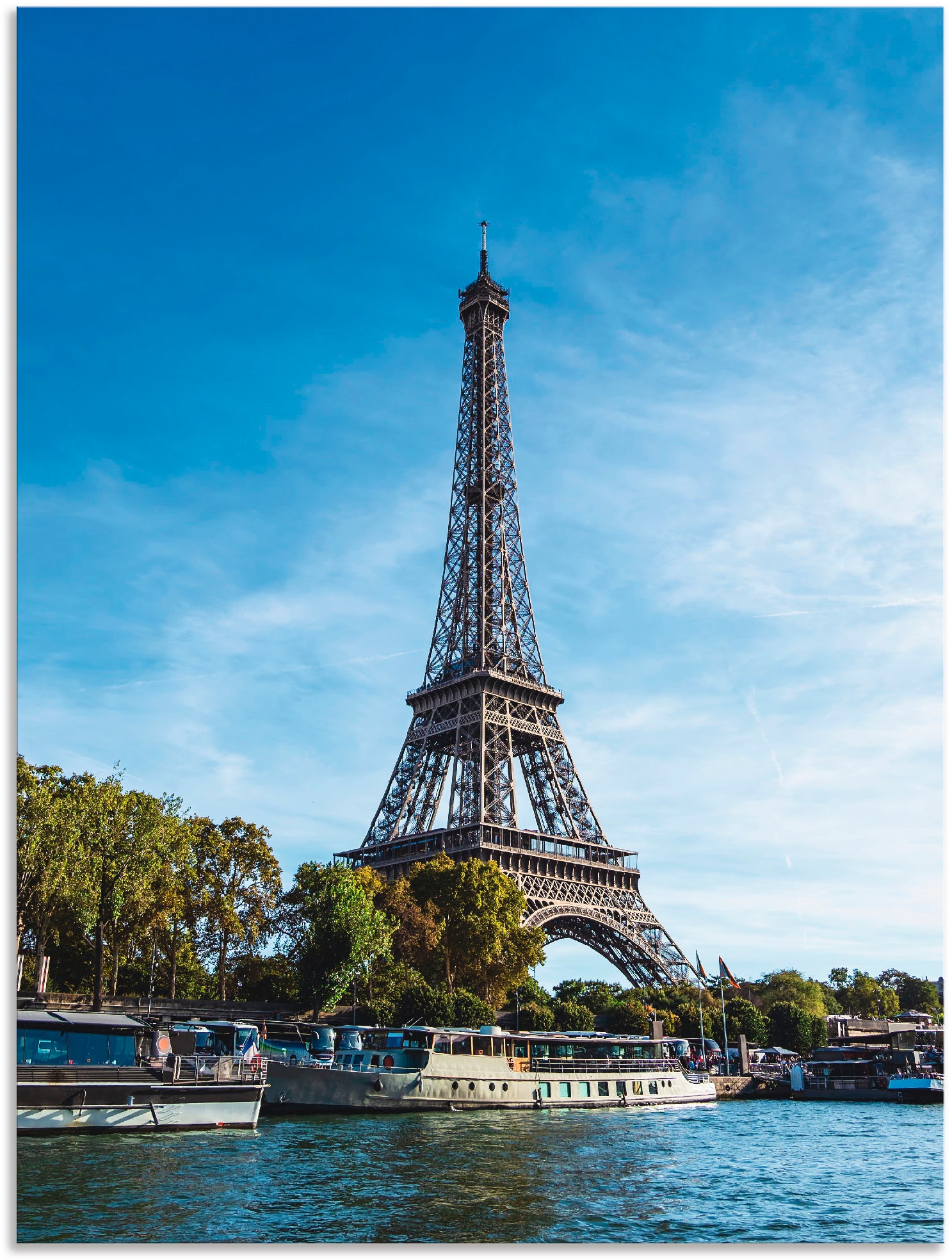 oder Poster (1 St.), Artland Eiffelturm auf in auf Raten Alubild, »Blick Größen als Paris kaufen Wandaufkleber versch. Wandbild den Leinwandbild, I«, in Gebäude,