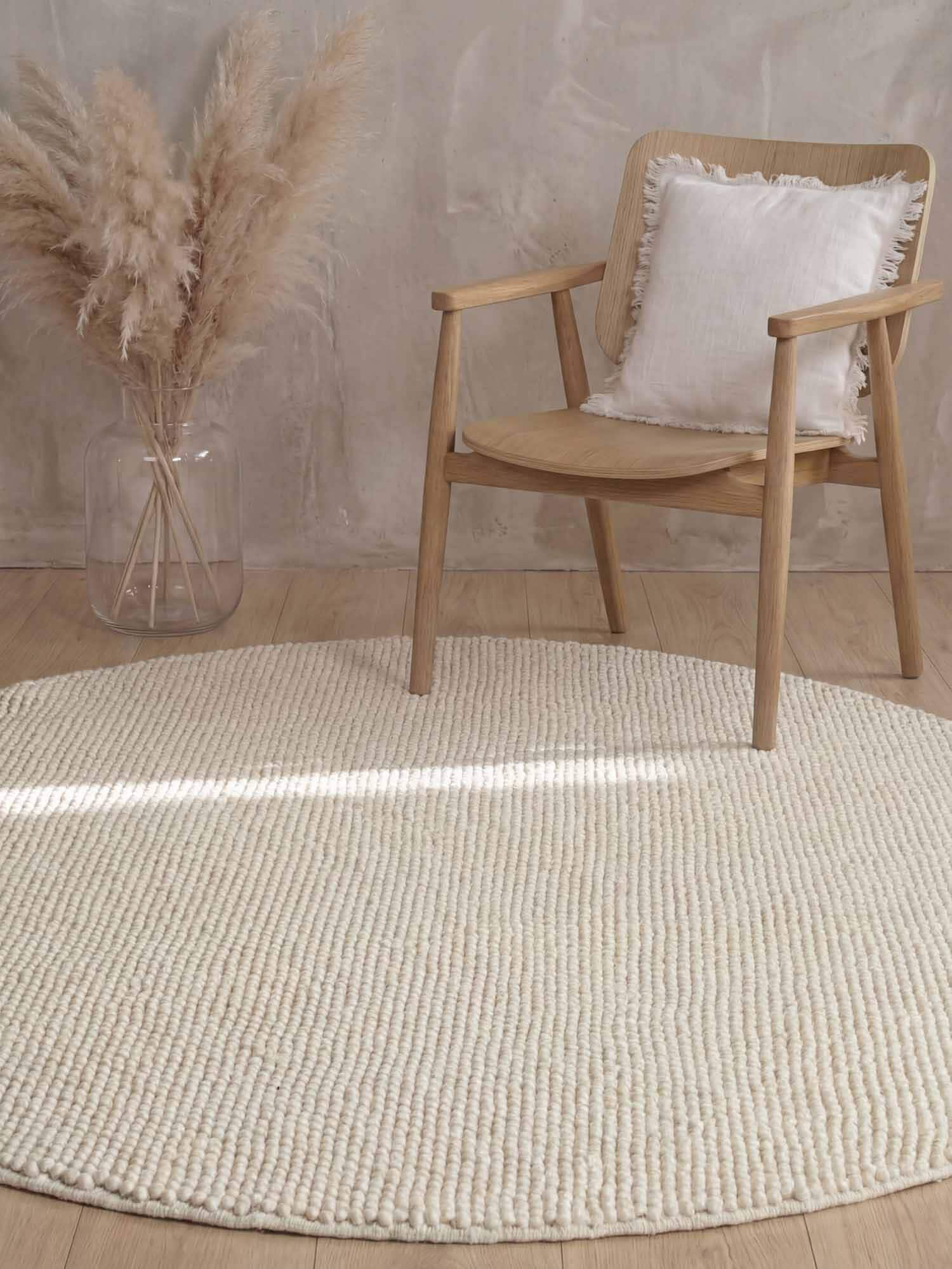 Ted Baker Wollteppich »Diana« rund 16 mm Höhe Wolle, Natur, Handgemacht, Wohnzimmer, Esszimmer, Schlafzimmer, Skandi