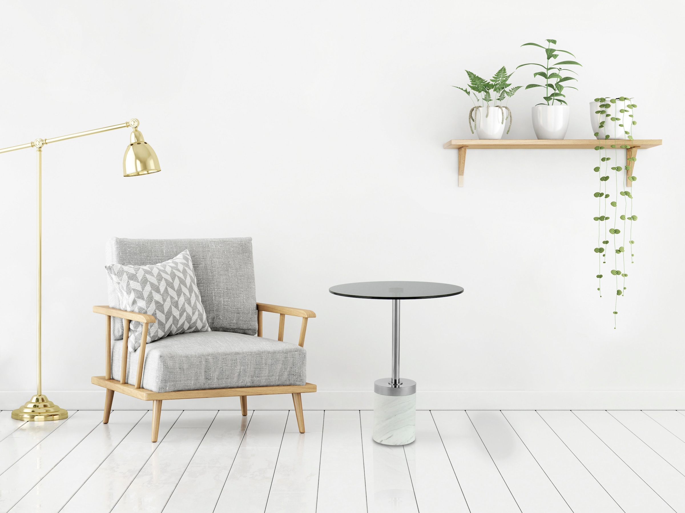 Kayoom Beistelltisch »Lana 125, robuste Glasplatte, Sockel in Mamor Optik« 1 Stk. tlg. robust, pflegeleicht, hochwertig, Outdoor und Indoor geeignet