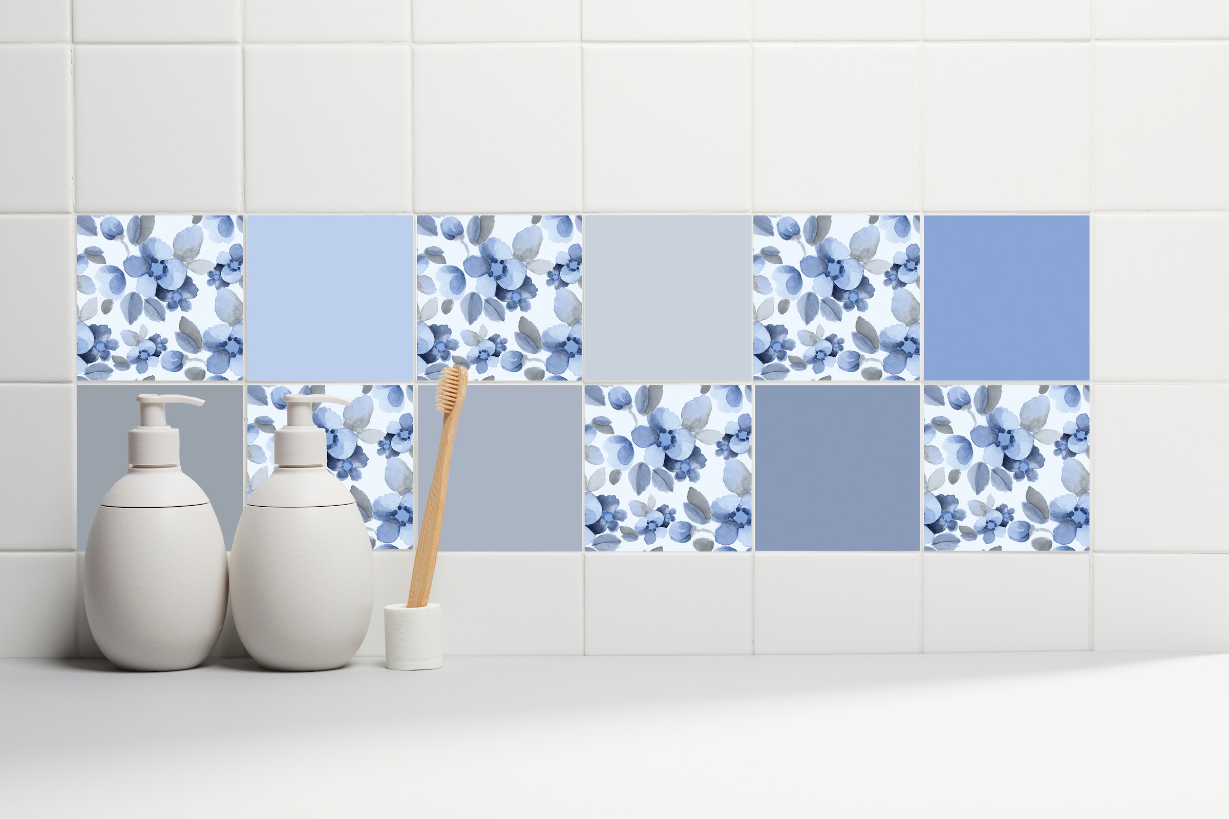 queence Fliesenaufkleber »Blumen« Stickerfliesen, selbstklebend, Sticker, 12er Set