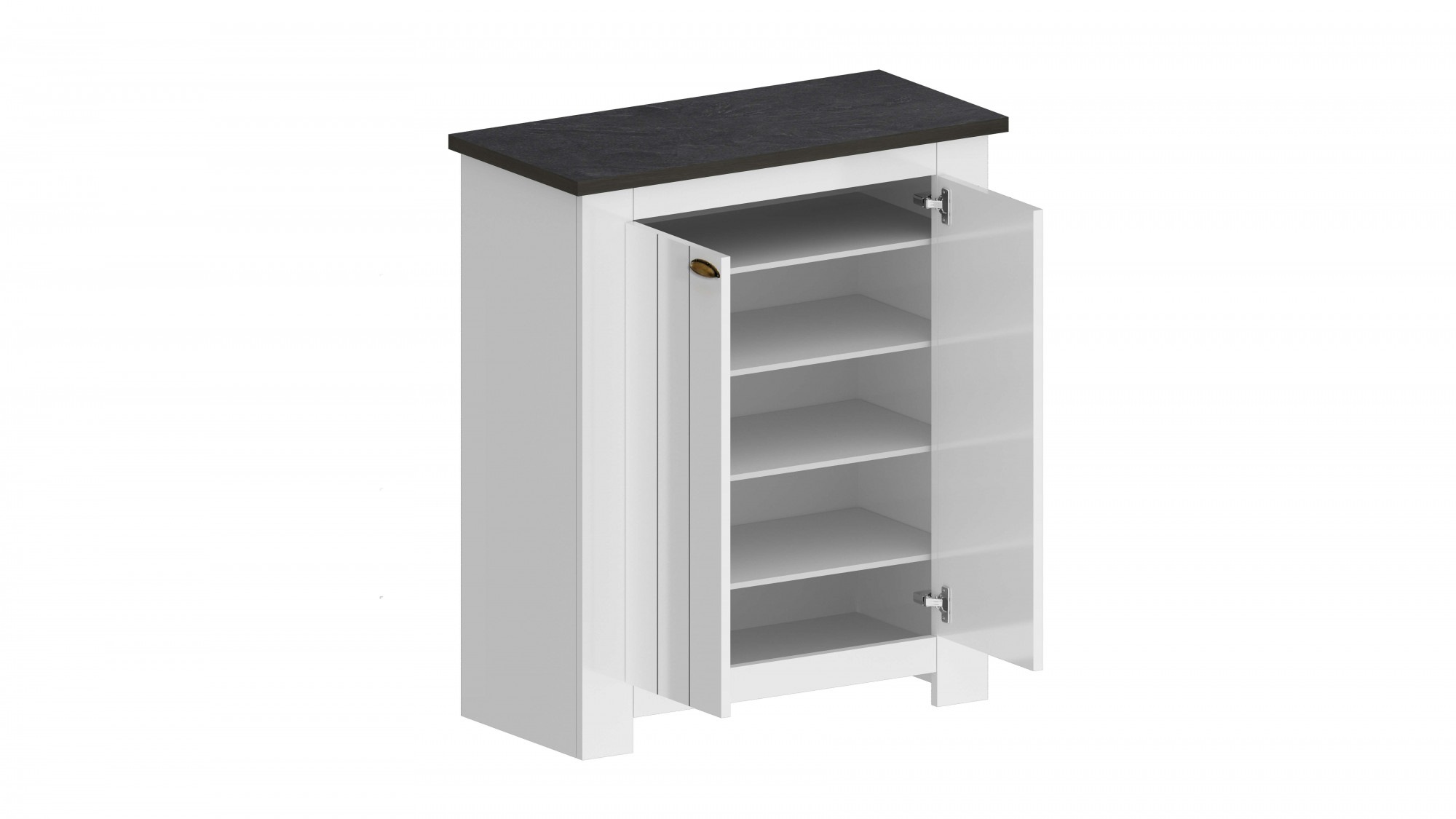 INOSIGN Schuhschrank »FIGO, Made in Italy – Schuhkommode,Schuhregal für ca. 20 Paar Schuhe«, (1 St.), 4-Türig, Siebdruck-dekorative Fräsungen, 10 Fächer, Breite 84 cm