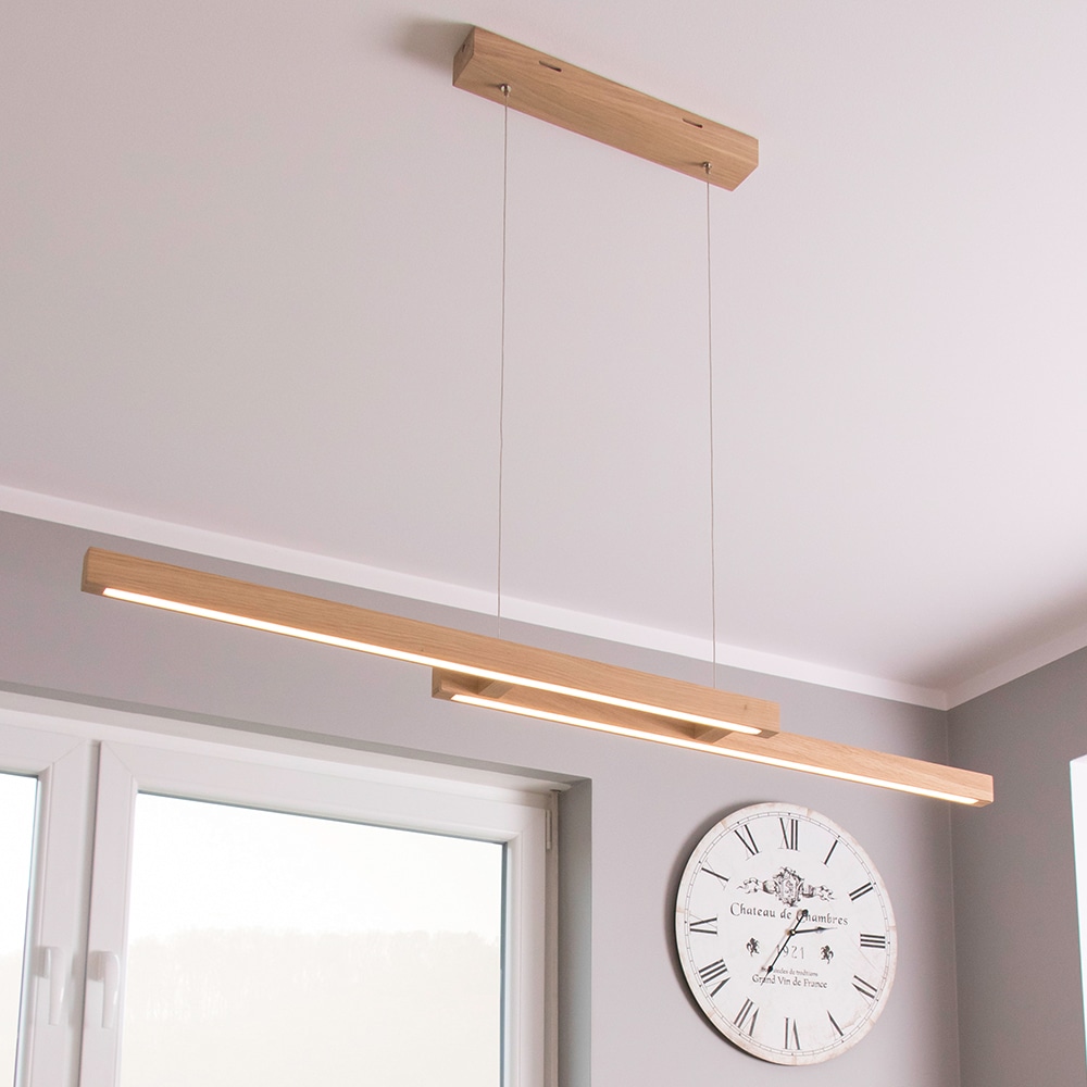 SPOT Light Pendelleuchte »SMAL«, 2 flammig, Leuchtmittel LED-Modul | LED fest integriert, Hängeleuchte, Eichenholz, mit integriertem 24V-LED-Modul, Touch Dimmer