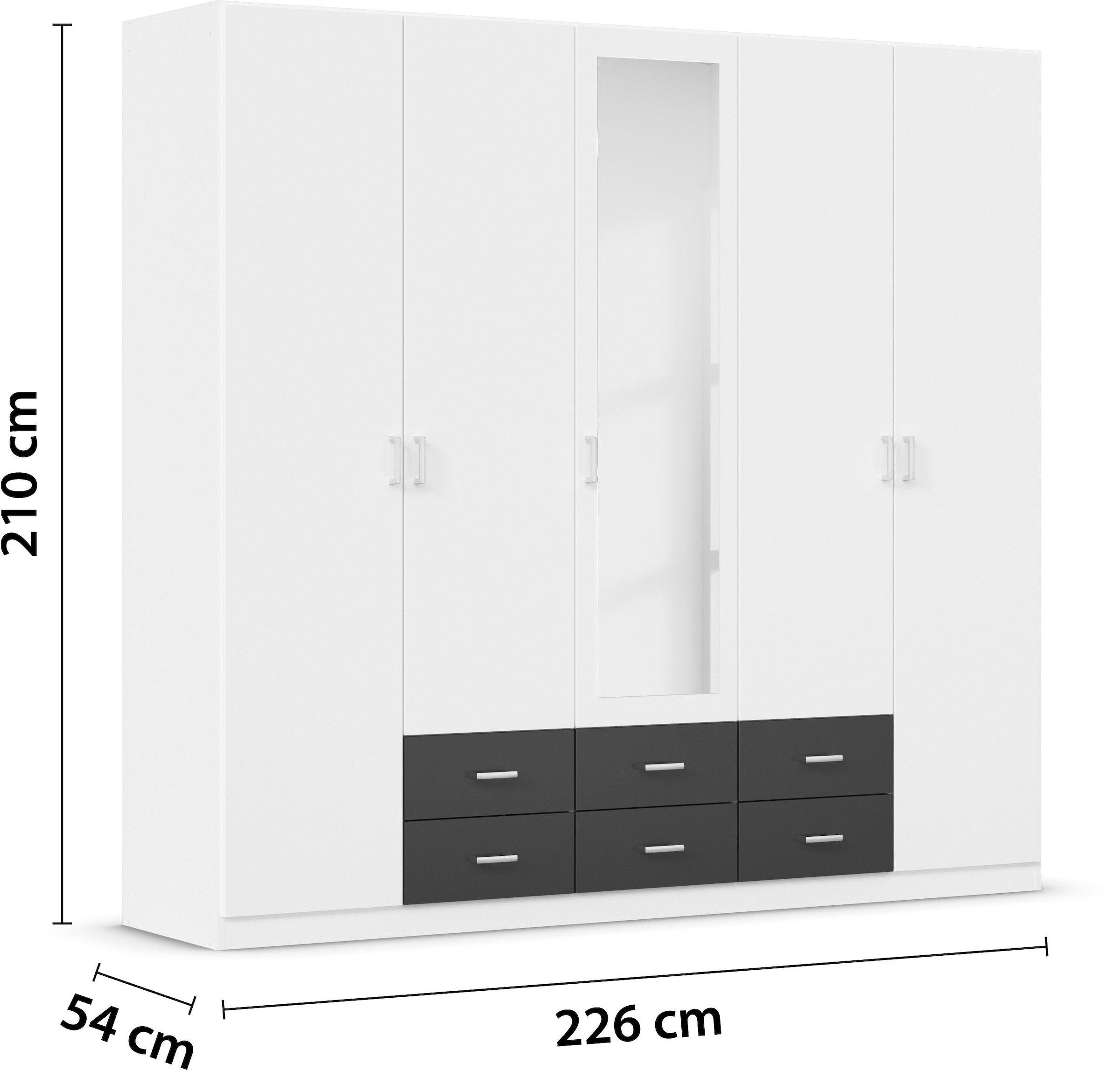 rauch Kleiderschrank »Schrank Garderobe Wäscheschrank GAMMA in 3 Breiten«, viel Stauraum mit 6 Schubladen, mit Spiegel TOPSELLER MADE IN GERMANY