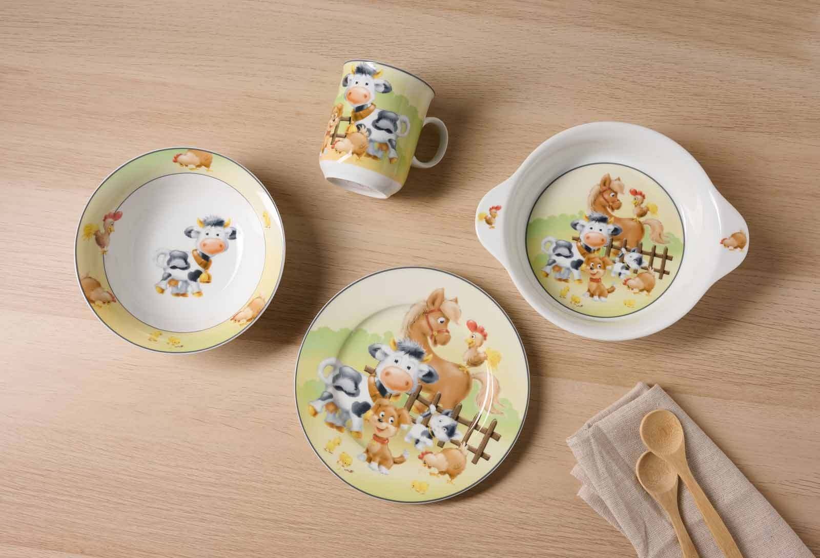 Ritzenhoff & Breker Kindergeschirr-Set »Kindergeschirr Hoftiere bunt« Spülmaschinengeeignet