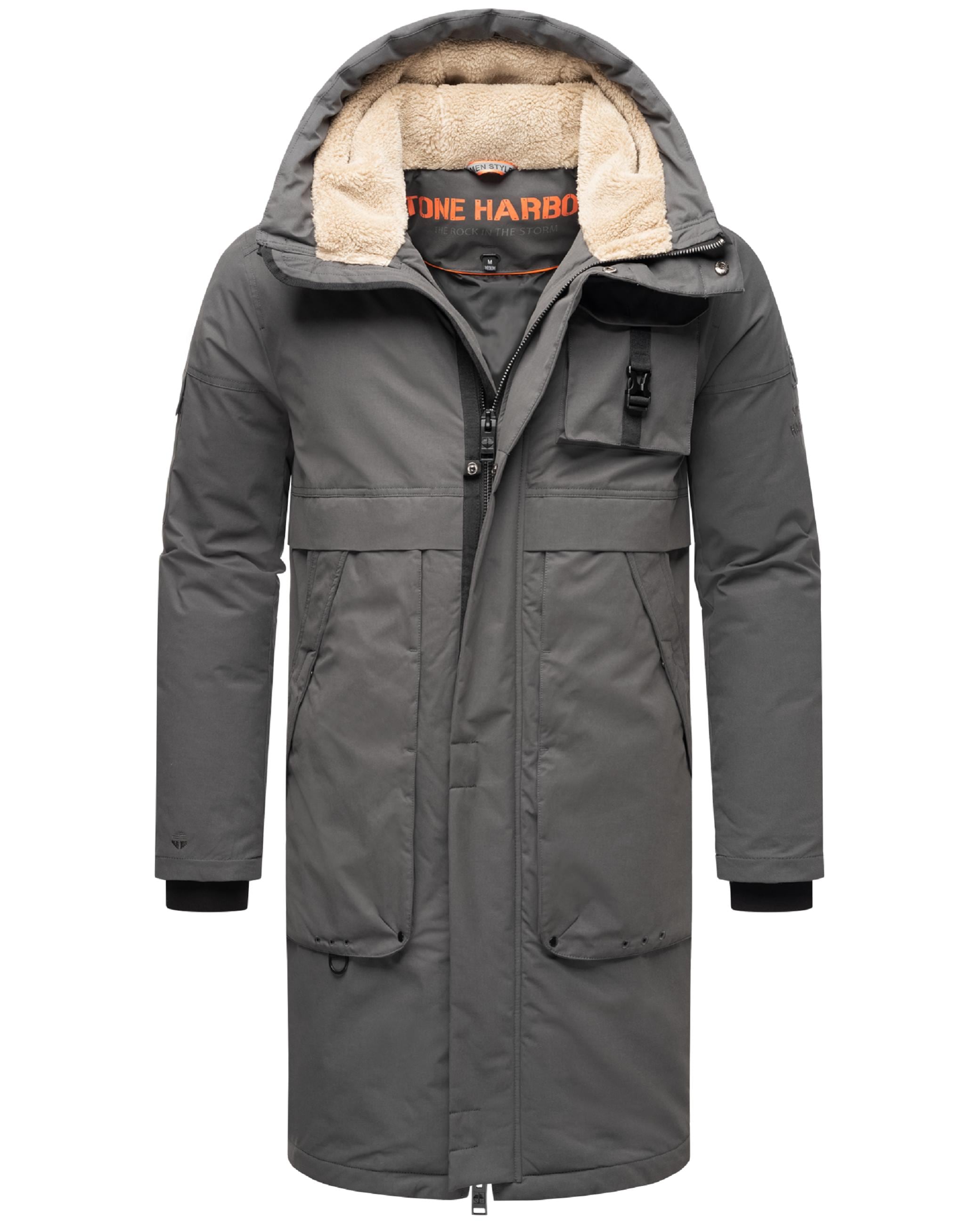 Stone Harbour Wintermantel »Wintermantel Cyriaan XX«, Langer Herren Winterparka mit großen Eingrifftaschen