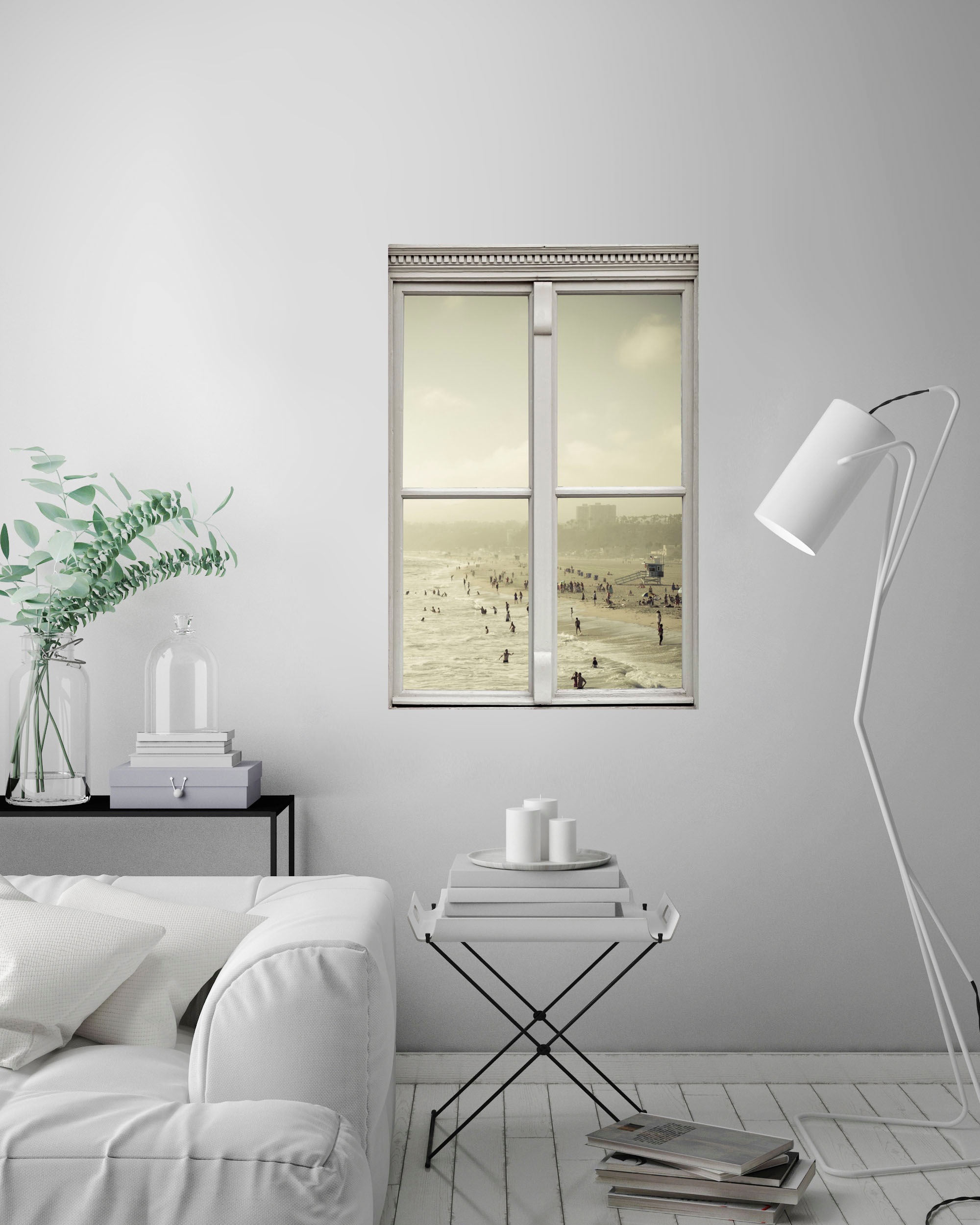 queence Wandsticker »Beach« Wandsticker, Wandbild, selbstklebend, 3D, Fenster