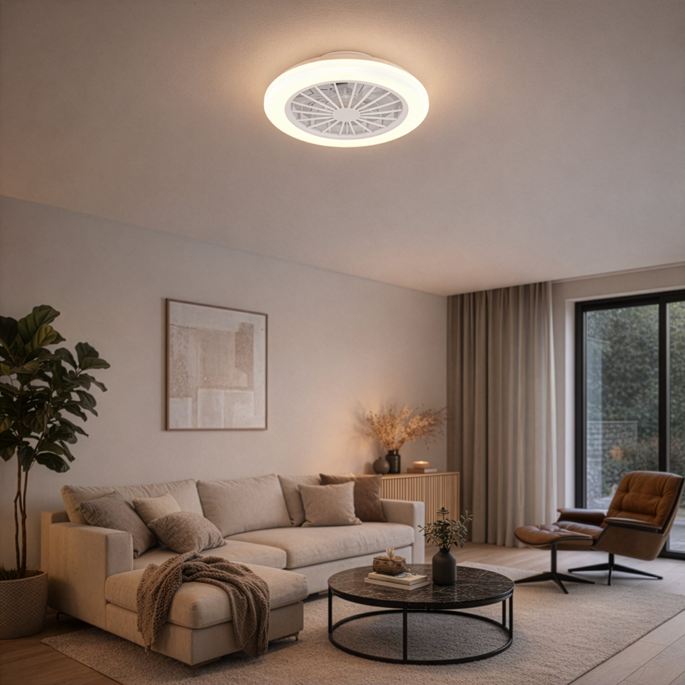 Hanseatic LED Deckenleuchte »DLVO69222RS, Deckenventilator mit Licht Ø 38cm, inkl Fernbedienung« LED-Board 1 Stk. Farbwechsler | warmweiß - kaltweiß Ventilator mit 5 Stufen, Vor- & Rücklauf, LED mit CCT Timer Nachtlicht