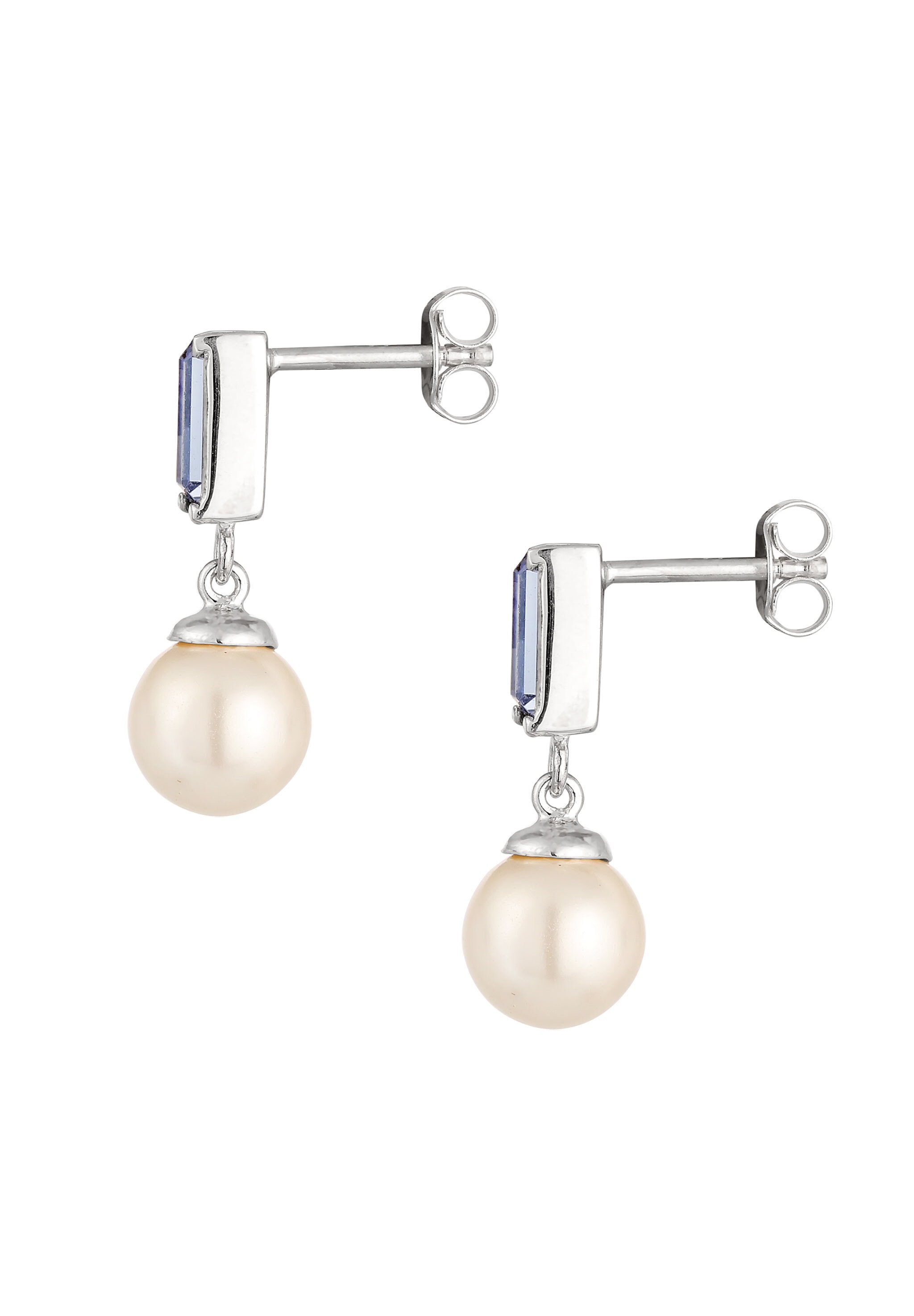 Elli Paar Ohrstecker »Ohrringe Ohrstecker Rechteck Synthetische Perle Weiß 925 Sterling Silber«