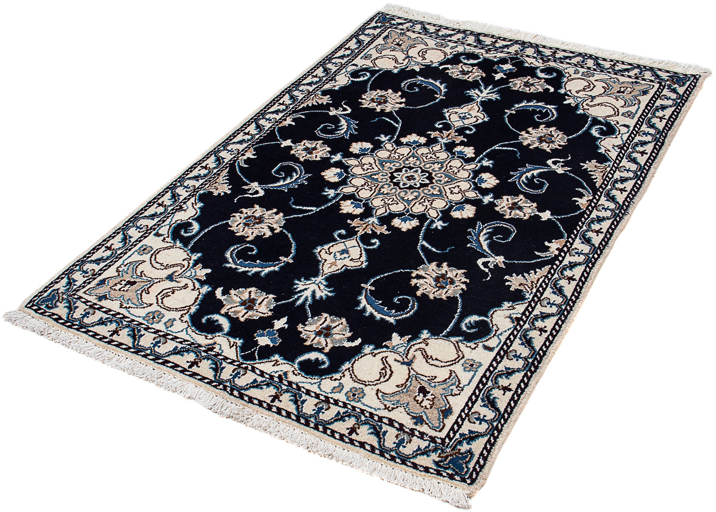 Orientteppich »Perser - Nain - 136 x 88 cm - dunkelblau«, rechteckig, Wohnzimmer,...