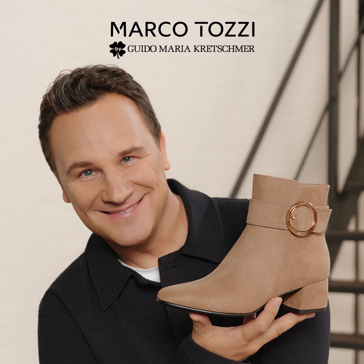 MARCO TOZZI Stiefelette, Blockabsatz, Abendschuh, Festtagsschuh mit Zierschnalle