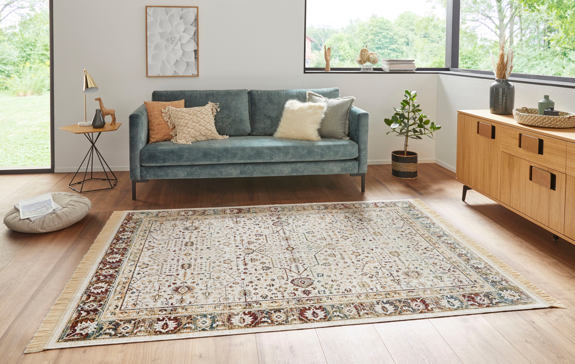 NOURISTAN Teppich »Modern Belutsch«, rechteckig, 5 mm Höhe, Orientalisch mit Fransen, Orient, Wohnzimmer, Schlafzimmer, Esszimmer