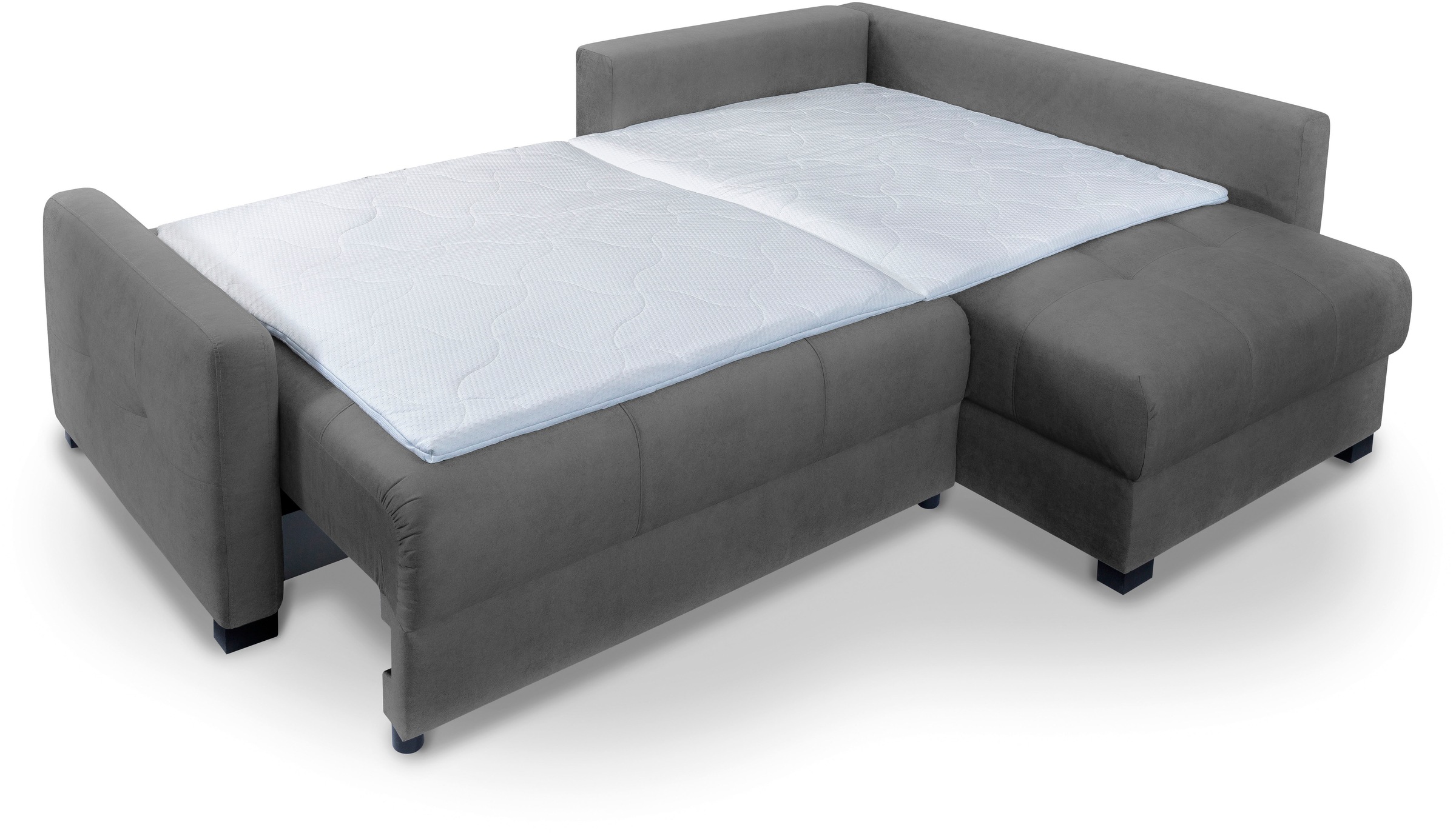 exxpo - sofa fashion Ecksofa »Chester, Boxspring Federkern-Polsterung für bequemeren Sitzkomfort«, L-Form, schmale Armlehnen, Bettfunktion u. Bettkasten