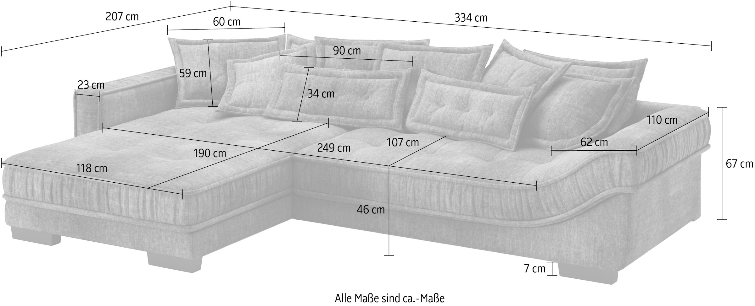 Mr. Couch Ecksofa »Diwan II, L-Form«, Wahlweise mit Kaltschaumpolsterung bis 140 kg belastbar