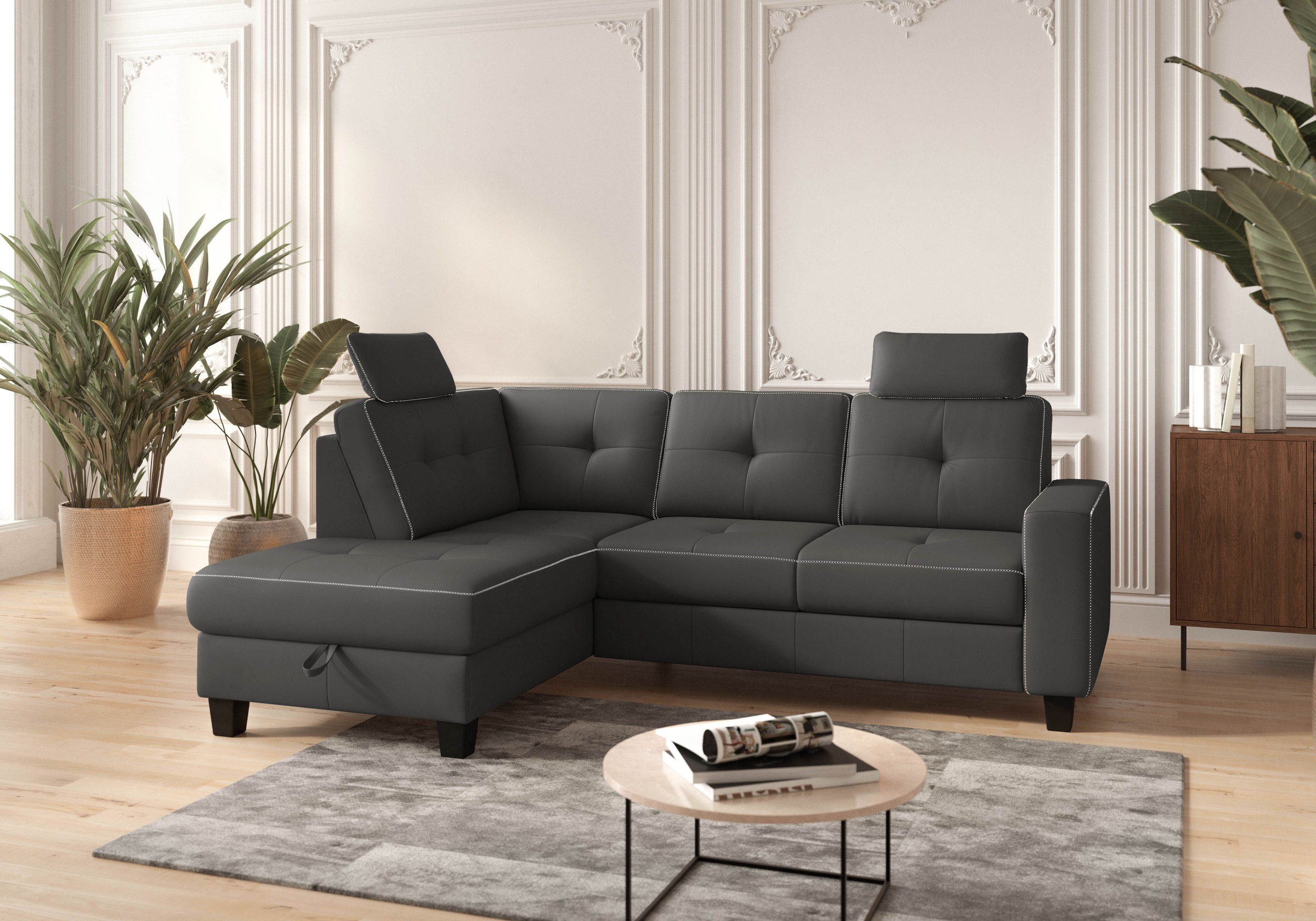 Places of Style Ecksofa »Varese«, wahlweise mit Bettfunktion und Bettkasten