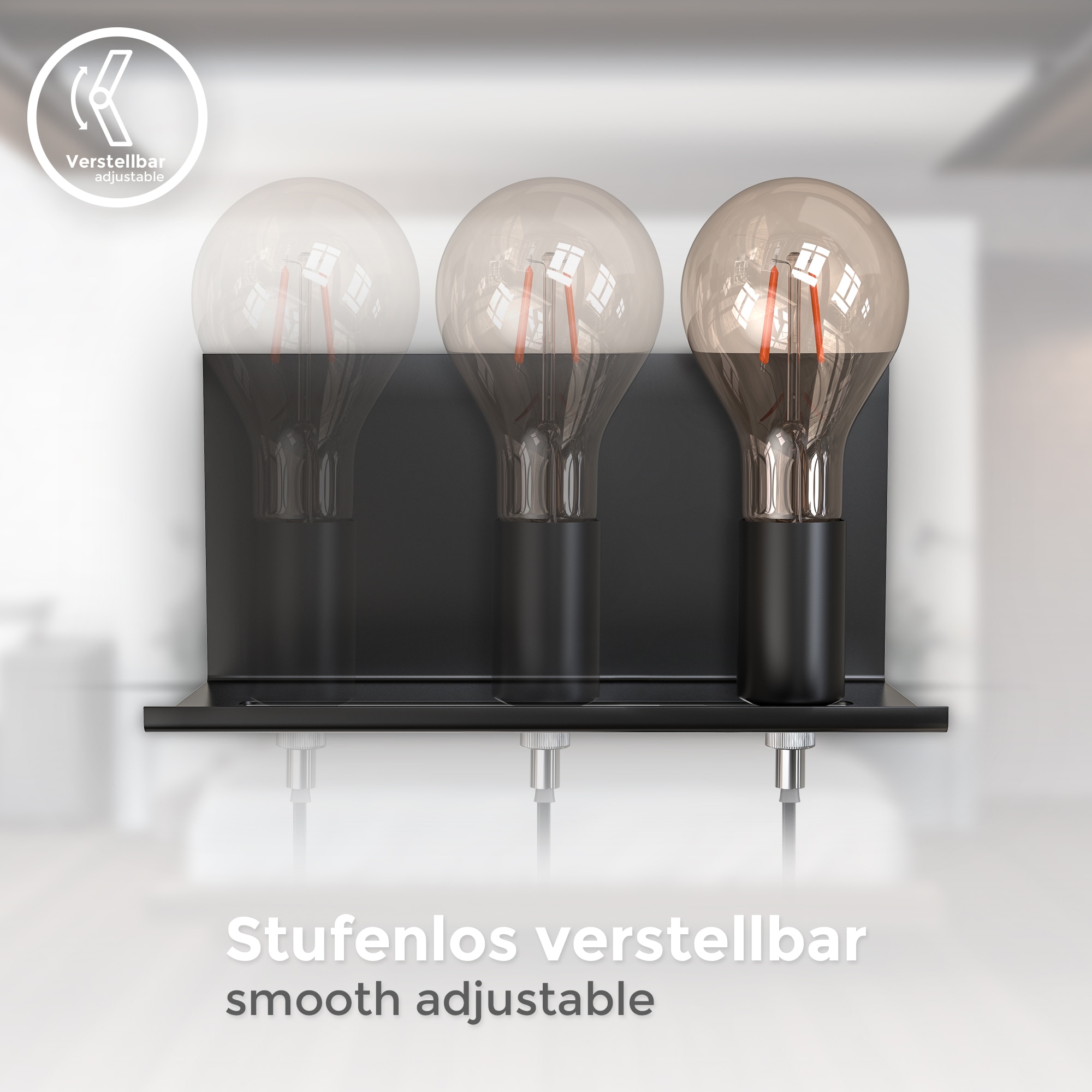 B.K.Licht Wandleuchte, 1 flammig, Leuchtmittel E27 | ohne Leuchtmittel, verstellbare Wandlampe mit Ablage, Kabelschalter, schwarz, 1-flammig